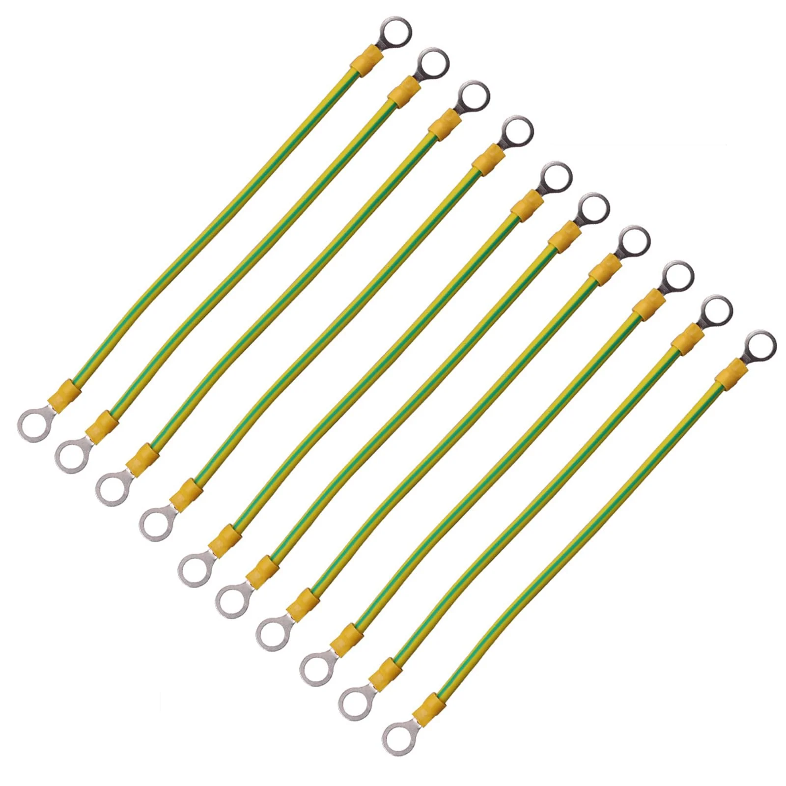 Grounding Cable Pack of 10 - 6 mm2 Cable (Size 30 cm), with Ring Cable Lug Eyelet Insulated for Network Cabinet Server Cabinet M6 M6*6mm2*30cm