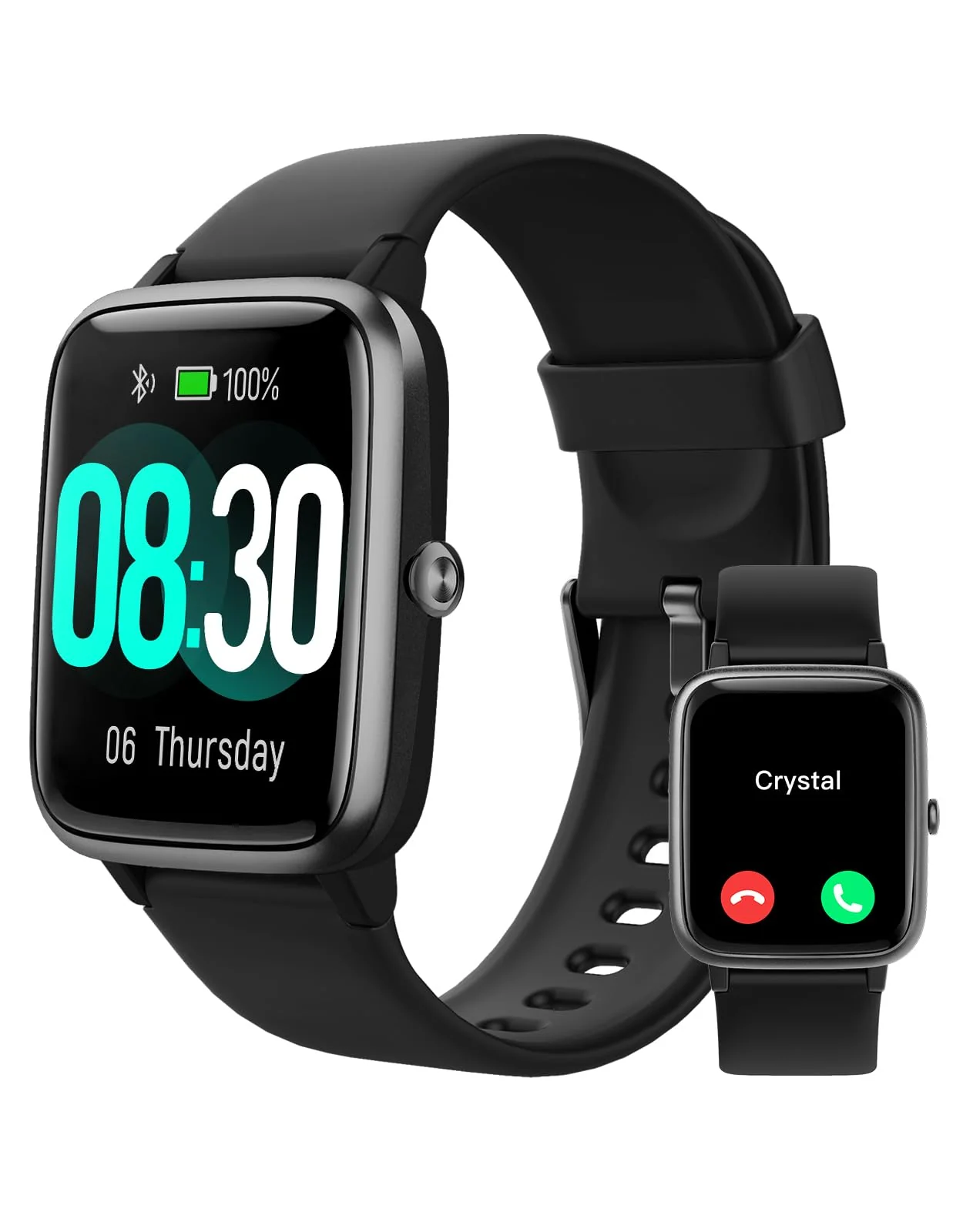 GRV Smart Watch for iOS and Android Phones (Answer/Make Calls), Watches for Men Women IP68 Waterproof Smartwatch Fitness Tracker Watch with Heart Rate/Sleep Monitor Steps Calories Counter (Black) Black