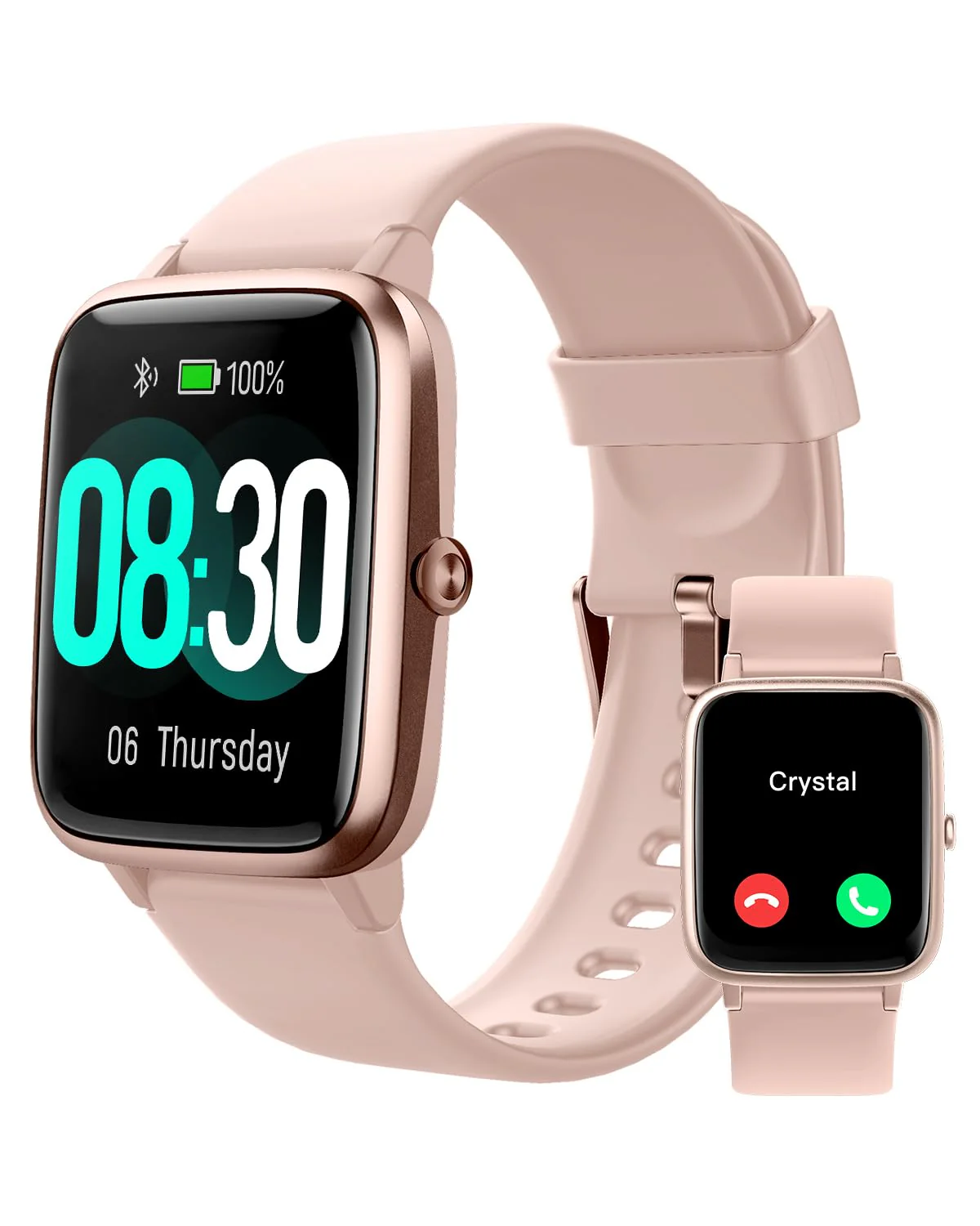 GRV Smart Watch for iOS and Android Phones (Answer/Make Calls), Watches for Women IP68 Waterproof Smartwatch Fitness Tracker Watch with Heart Rate/Sleep Monitor Steps Calories Counter (Pink) Baby Pink