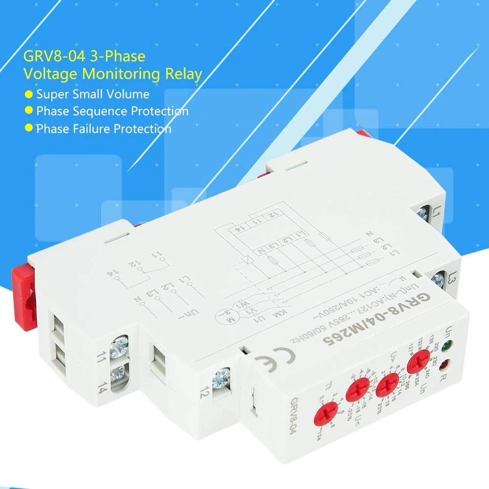 GRV8-04 M265 Voltage Relay 3-Phase Voltage Monitoring Relay Phase Sequence Phase Failure Protection - Image 5