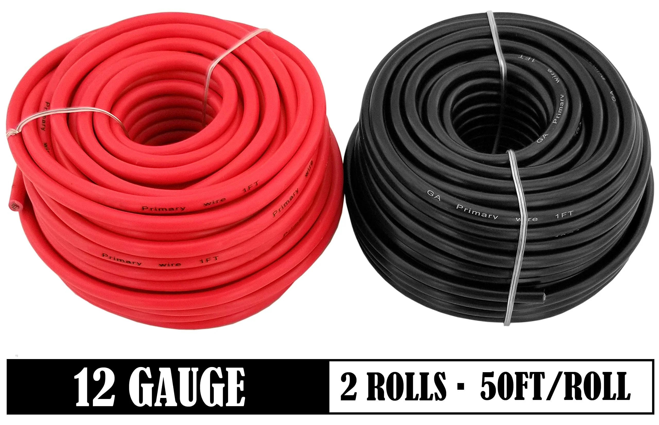 GS Power 12 Gauge Stranded Flexible Copper Clad Aluminum CCA Primary Automotive Wire for Car Stereo Amplifier 12Volt Trailer Harness Hookup Wiring. 50 ft Red & 50 feet Black Red/Black - Image 2