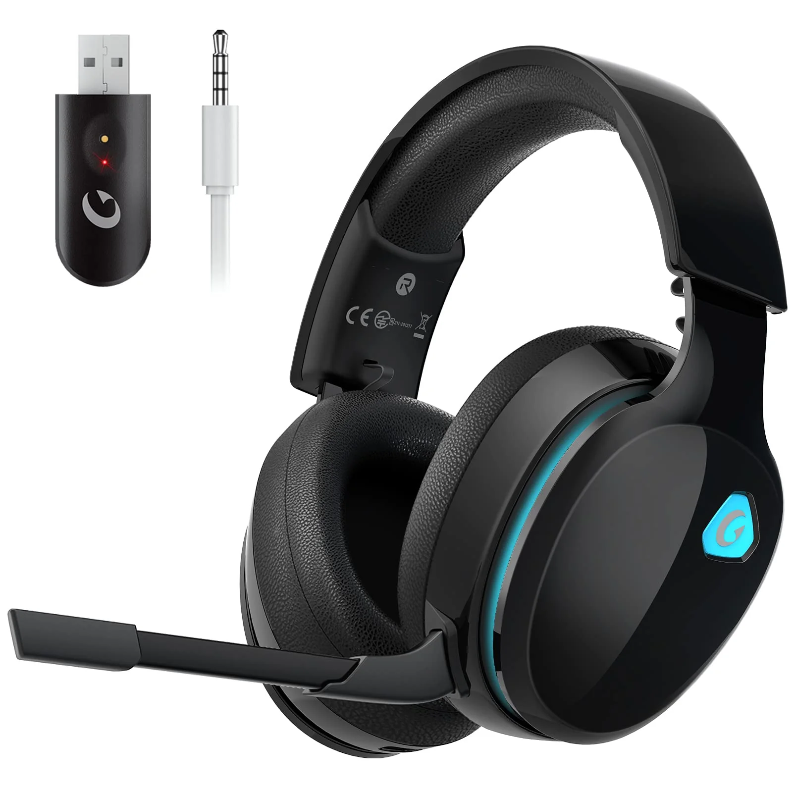 Gtheos 2.4GHz Wireless Gaming Headset for PC, PS4, PS5, Mac, Nintendo Switch, Bluetooth 5.2 Gaming Headphones with Noise Canceling Microphone, Stereo Sound, ONLY 3.5mm Wired Mode for Xbox Series-Black Black