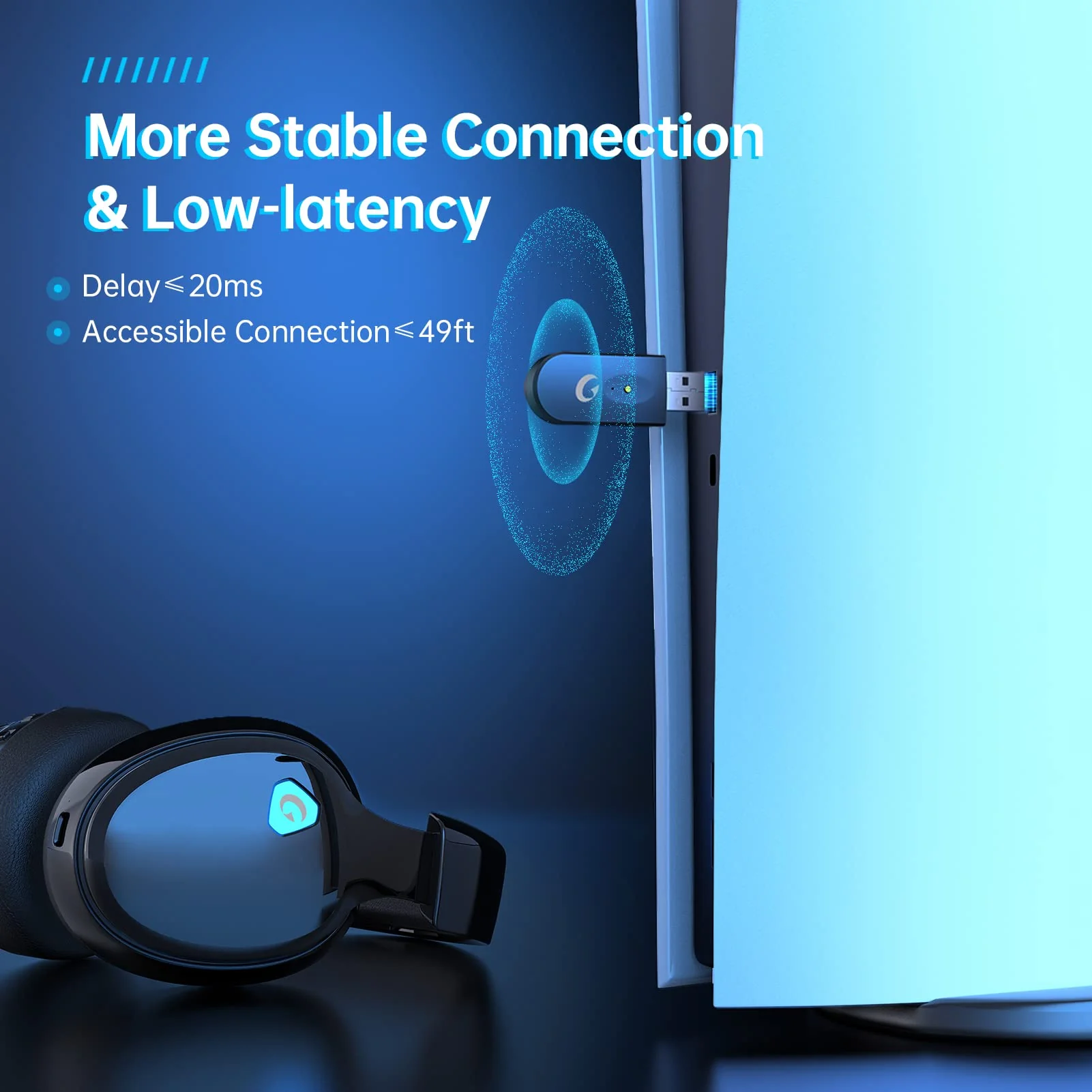 Gtheos 2.4GHz Wireless Gaming Headset for PC, PS4, PS5, Mac, Nintendo Switch, Bluetooth 5.2 Gaming Headphones with Noise Canceling Microphone, Stereo Sound, ONLY 3.5mm Wired Mode for Xbox Series-Black Black - Image 2