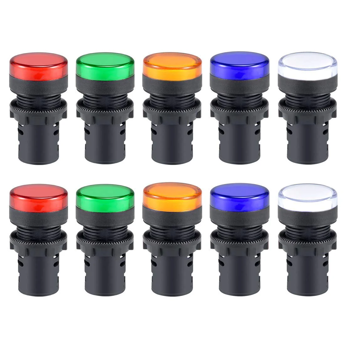GTIWUNG Pack of 10 AC DC 24 V Energy-Saving LED Indicator Signal Light, LED Indicator Light, Control Light, 22 mm Thread