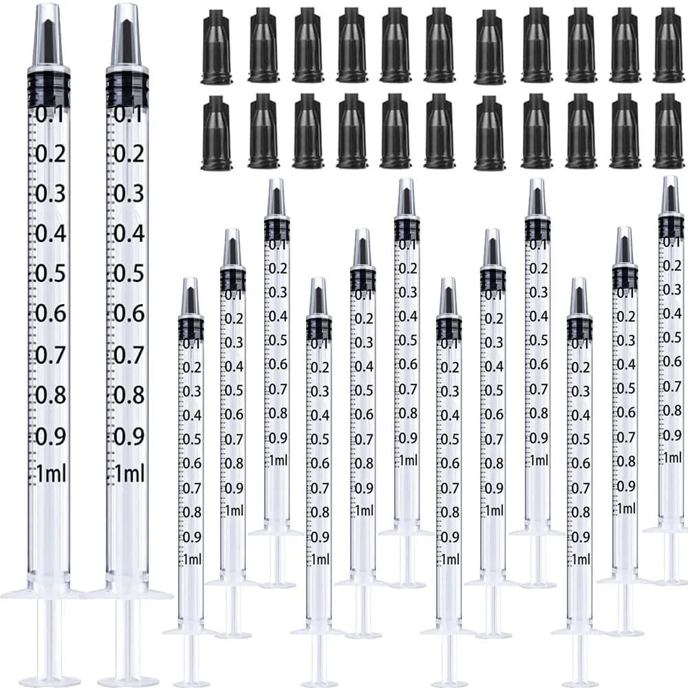 Gufastoe Pack of 100 1 ml Syringe with Protective Caps for Industrial or Animal Feed 100 Stück-1ml
