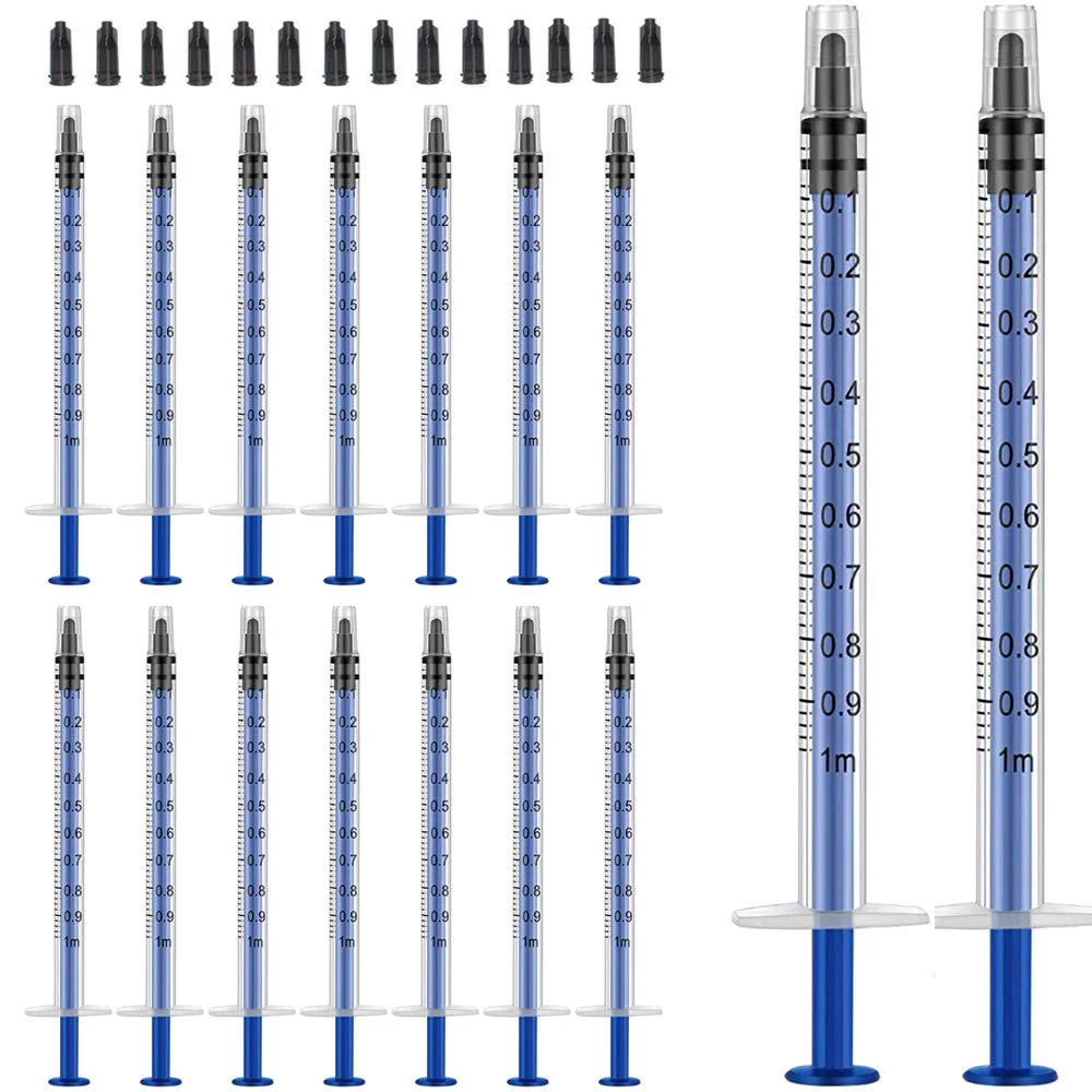 Gufastoe Pack of 100 1 ml Syringe with Protective Caps for Industrial or Animal Feed (Blue) 100 Stück Blau Spritze 1ml