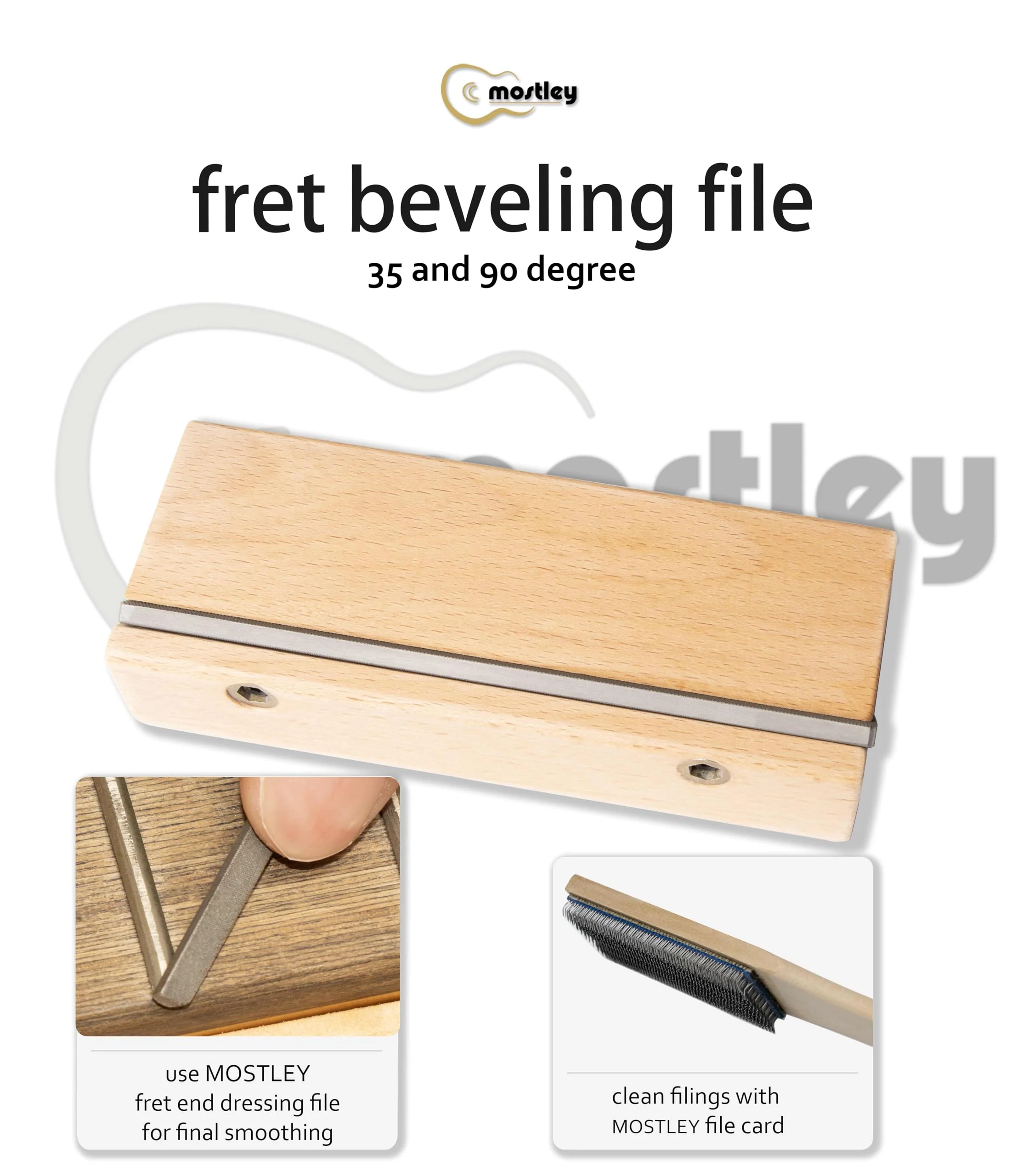 Guitar 𝙁𝙧𝙚𝙩 𝙀𝙣𝙙 𝘽𝙚𝙫𝙚𝙡𝙞𝙣𝙜 𝙁𝙞𝙡𝙚 Angled 35/90 Degree, Removable Frets Edge Dressing File, Luthier Fretting Sprout Beveler Tool, Fret End Trimming File with Solid Wooden Handle - Image 5