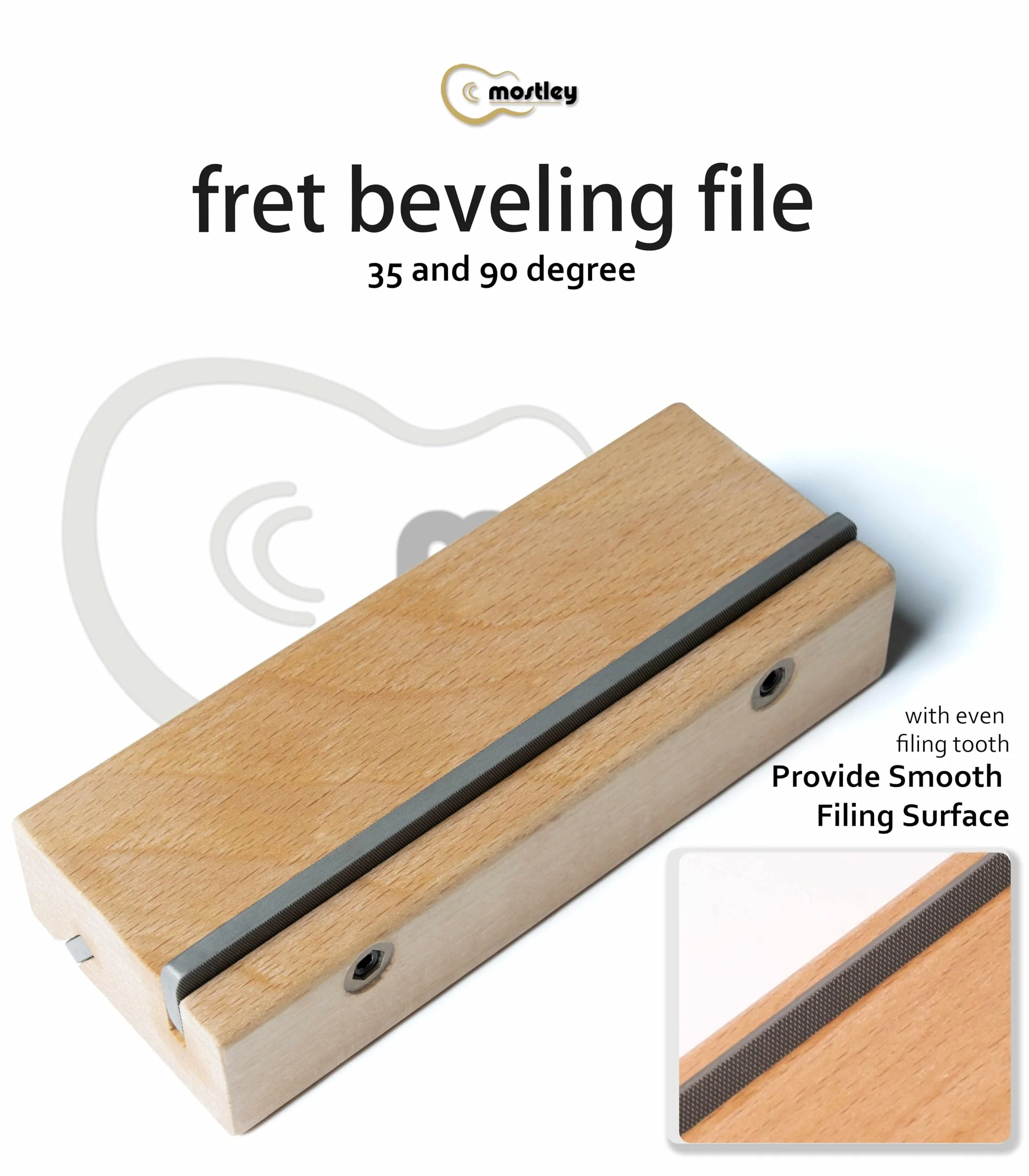 Guitar 𝙁𝙧𝙚𝙩 𝙀𝙣𝙙 𝘽𝙚𝙫𝙚𝙡𝙞𝙣𝙜 𝙁𝙞𝙡𝙚 Angled 35/90 Degree, Removable Frets Edge Dressing File, Luthier Fretting Sprout Beveler Tool, Fret End Trimming File with Solid Wooden Handle - Image 8