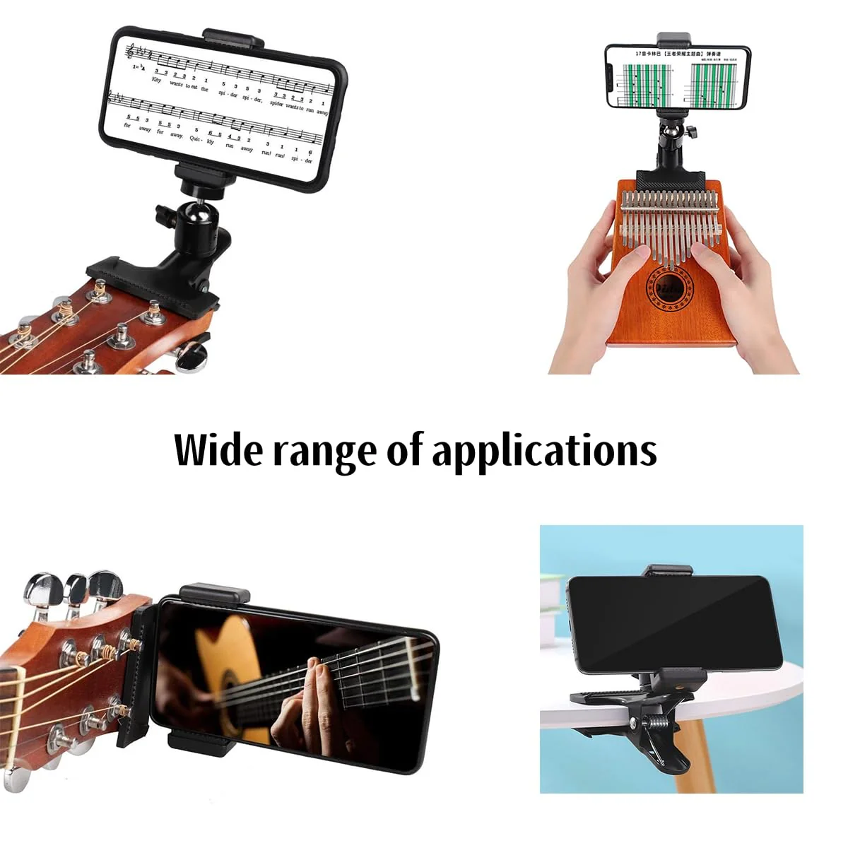 Guitar Accessories for Beginners - 1 Ukulele Bass Guitar Phone Holder for Live Broadcast Video Recording,1 Guitar Capo, 1 Tuner With Free Picks Holder+Capo+Tuner+Picks - Image 3