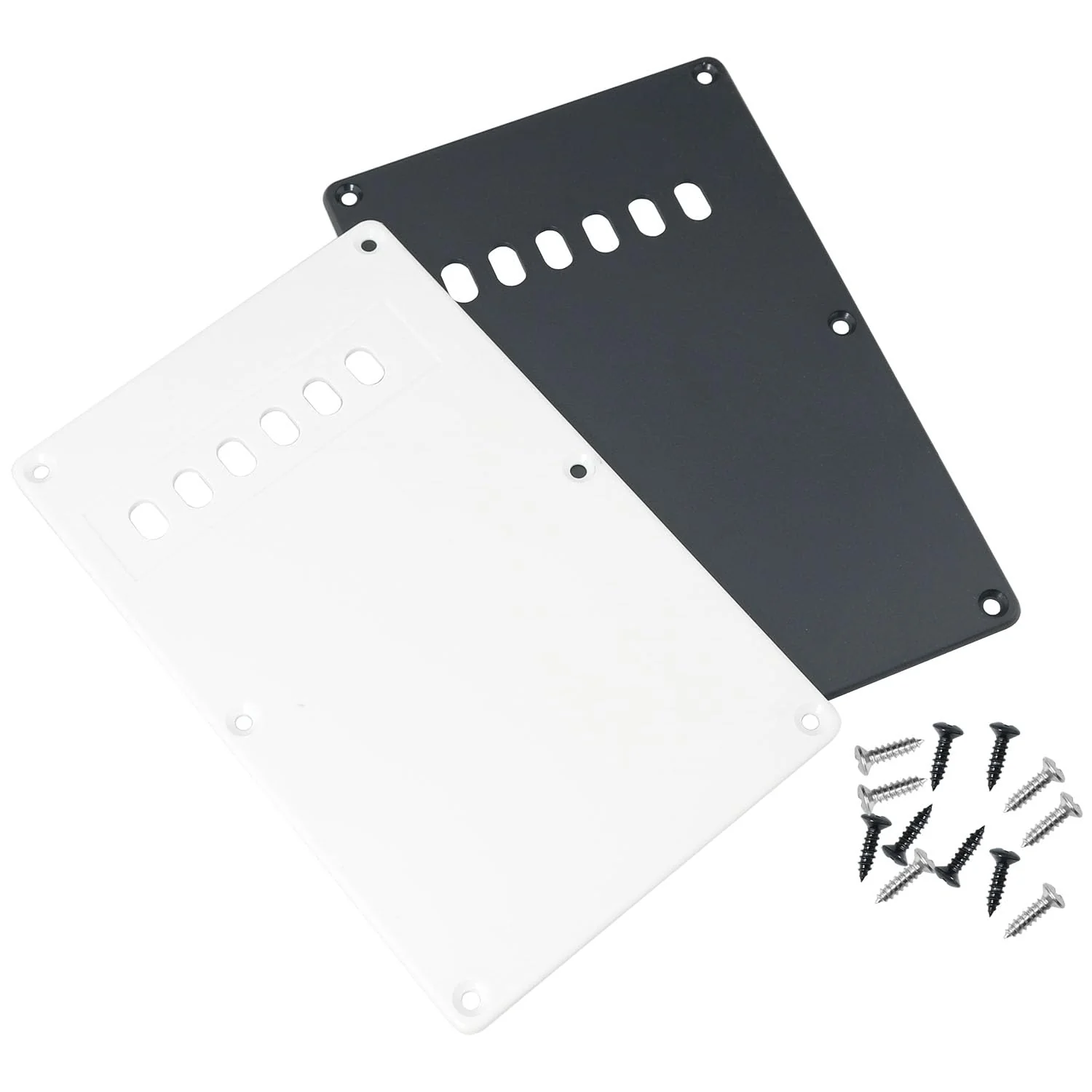 Guitar Back Plate DGBRSM 2pcs Pickguard Tremolo Cavity Cover Backplate with Screws Suitable for SQ, ST Series Electric Guitar Rear Cover (Black, White)