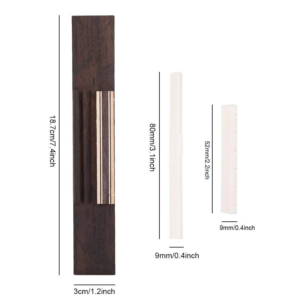 Guitar Bridge Kit, Wooden Classical Bridge Bone Guitars Nut Saddle Replacement - Image 2