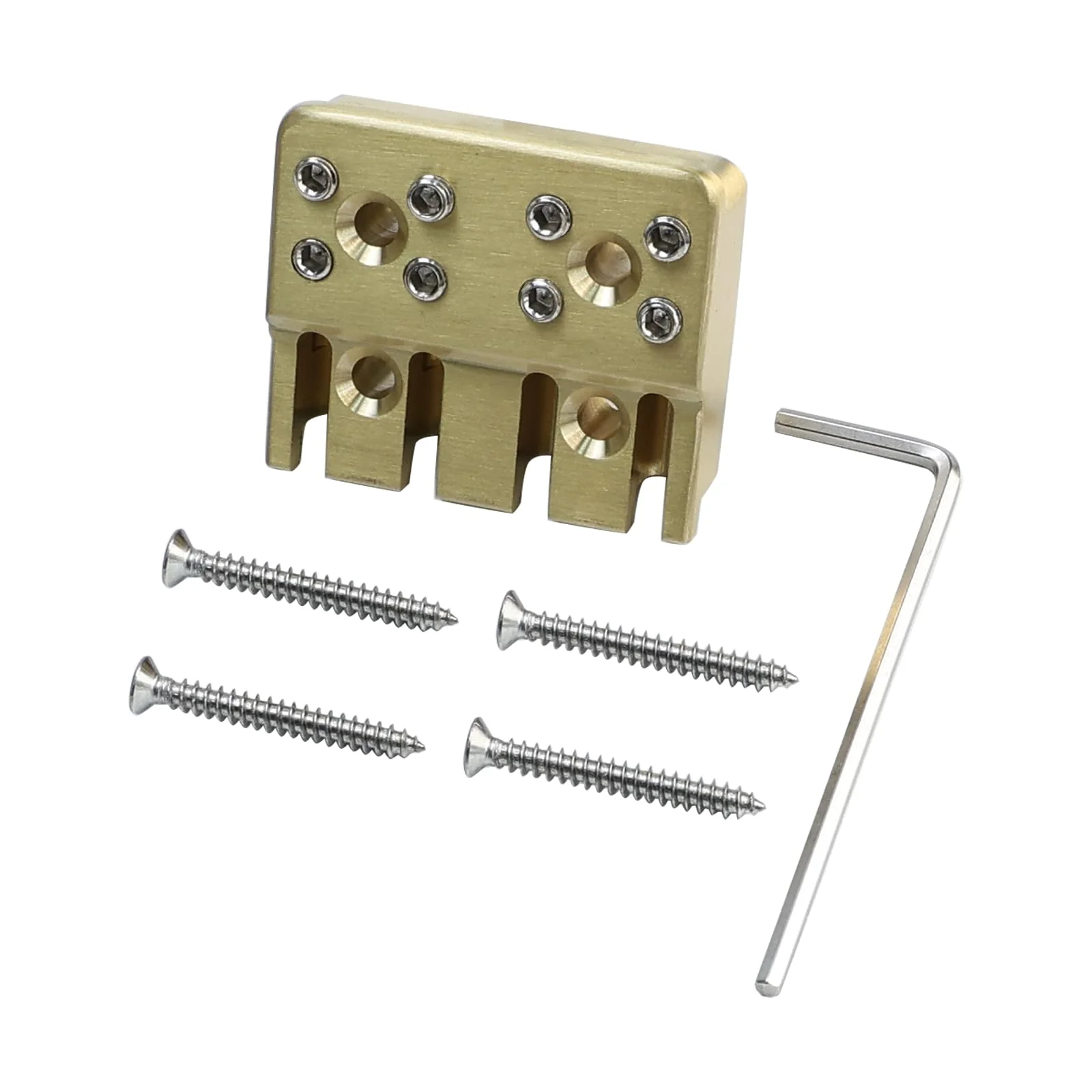 Guitar Bridge String Locks 4 String Bass String Locking Nut Headless Bass Guitar String Lock Brass String Locking for Headless Electric Bass Guitar Replacement Parts （Brass) 4 String Lock Brass natural colour