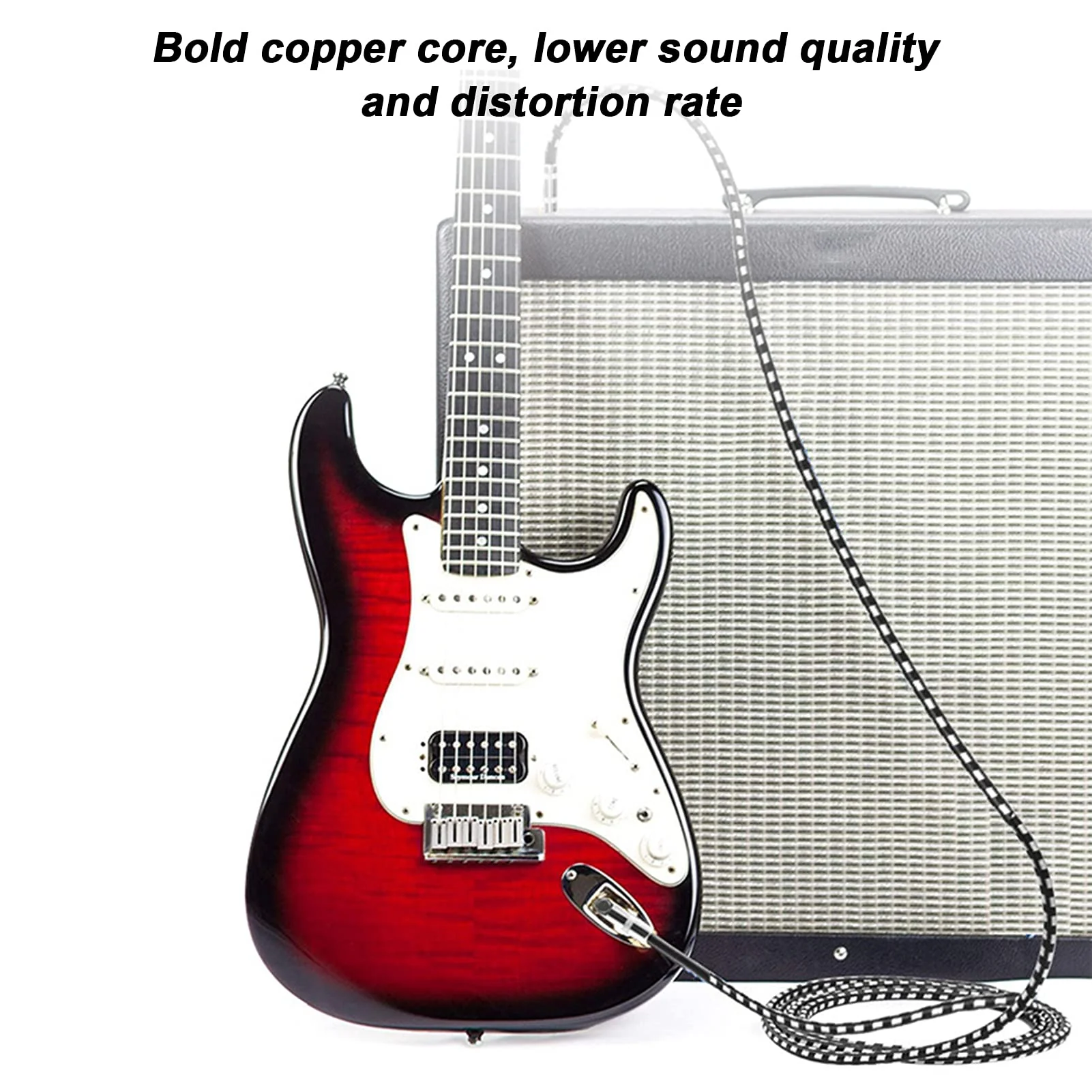 Guitar Cable - 6.35MM Male Head Audio Guitar Cable 10ft Electric Guitar Amplifier Cord - Right Angle to Right Angle 1/4 Inch Instrument Cable Guitar Amp Cable(Black-White) - Image 4