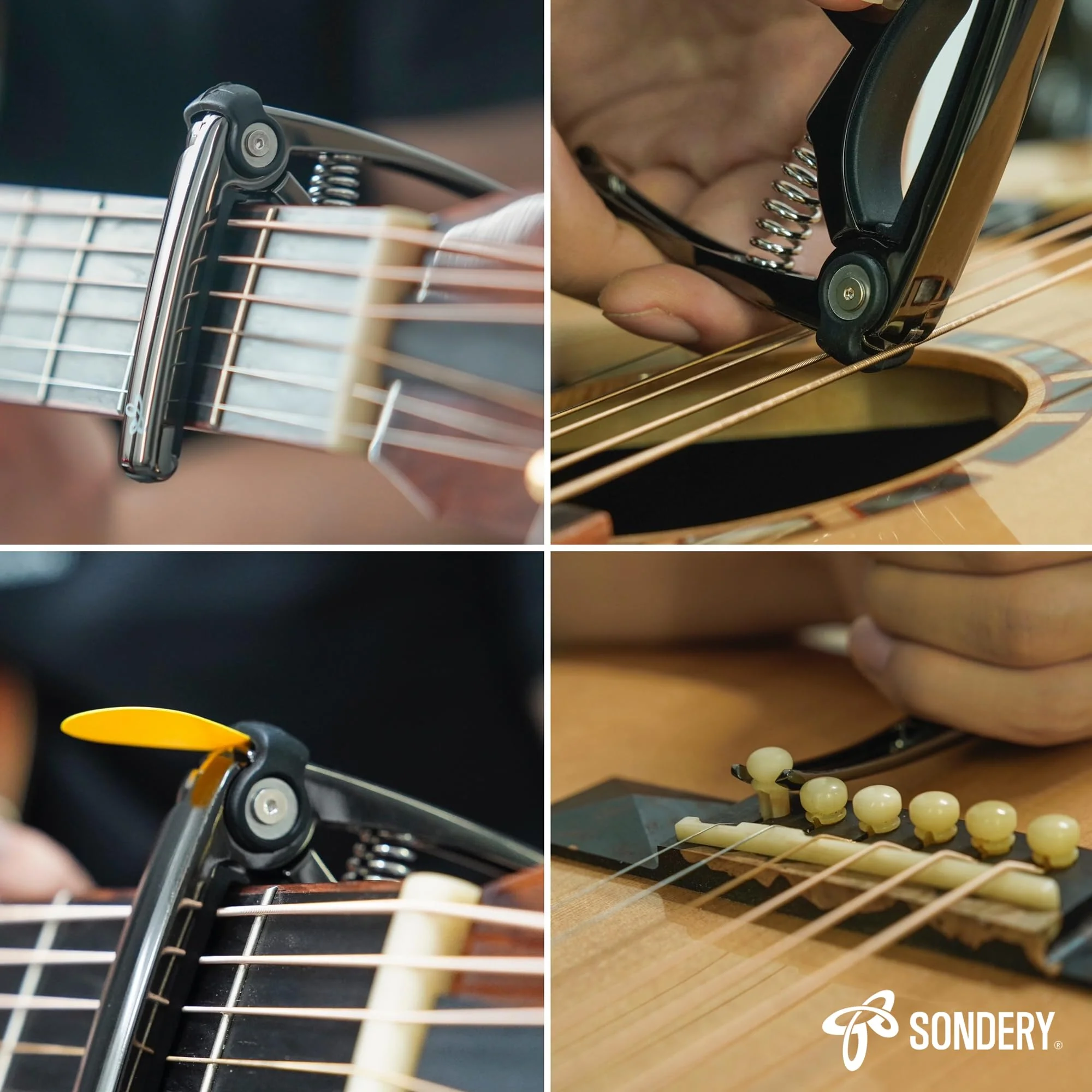 Guitar Capo 4 in 1 for 6 Strings Acoustic and Electric Guitars, 5 Guitar Plectrums and A Pouch Enclosed Free - Image 2