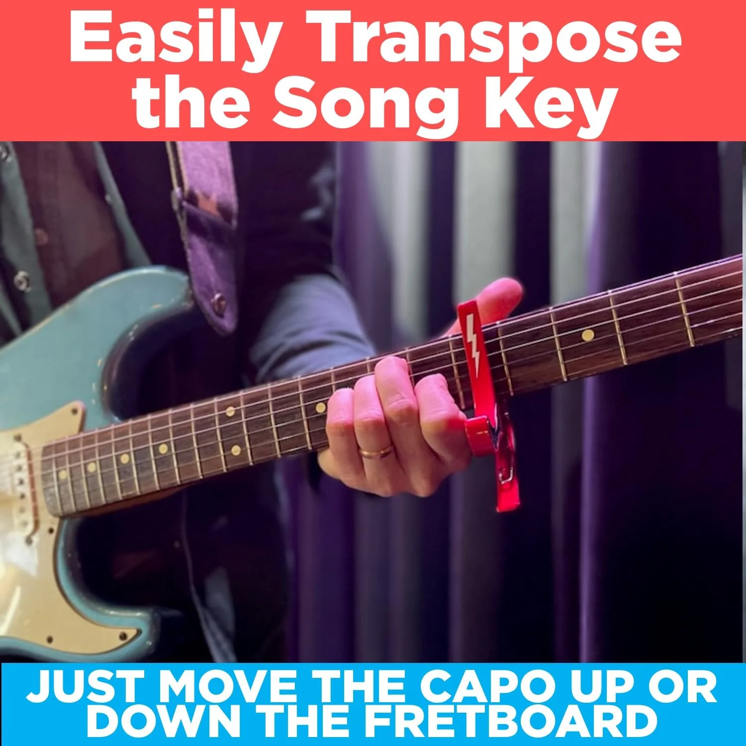 Guitar Capo for Acoustic and Electric Guitars - Guitar Accessory to Instantly Change Key & Chord - Quick Release, Spring Action Grabber - White Lightning Design - Image 4
