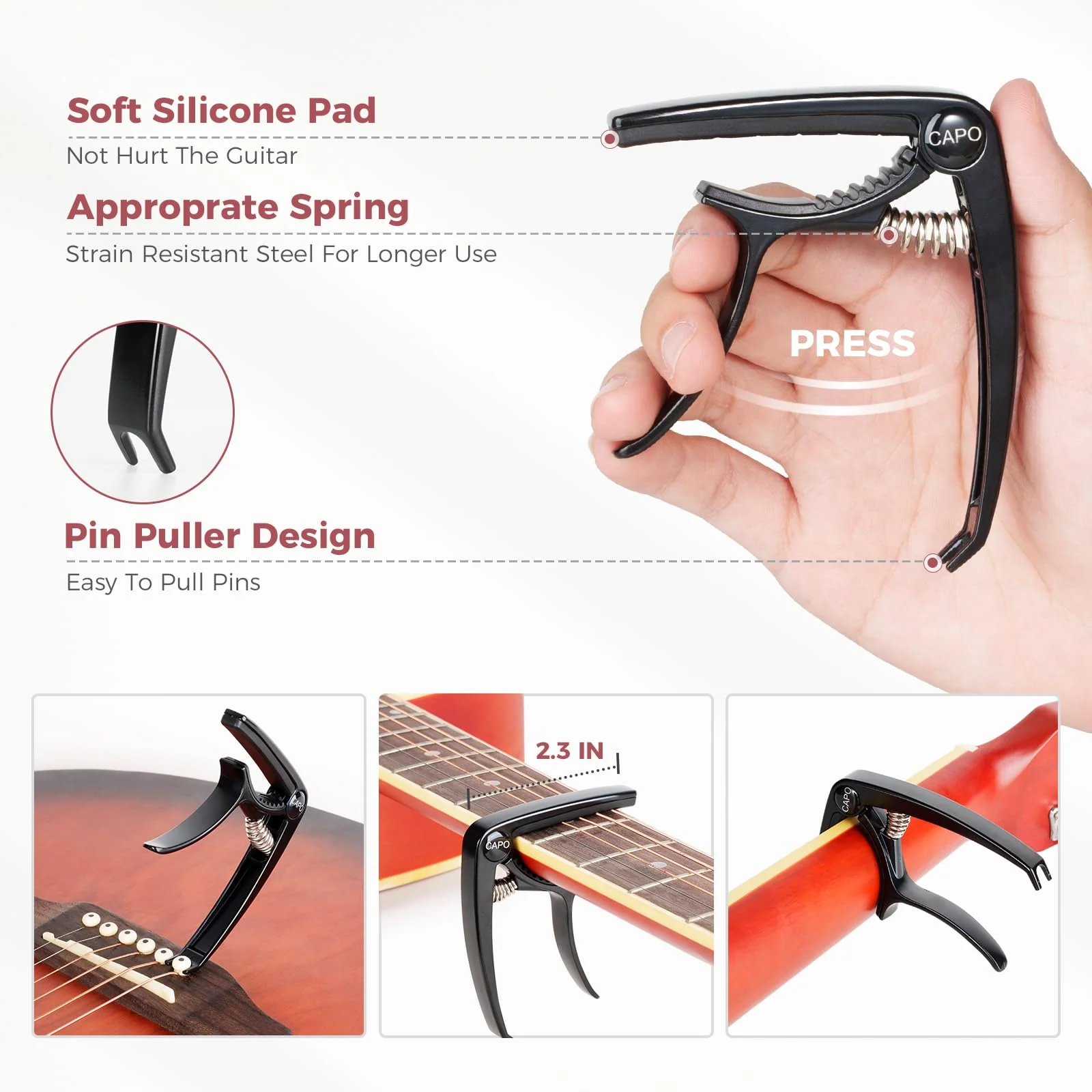 Guitar Capo Rechargeable Guitar Tuner Acoustic Guitar Accessories Kit Including Capo, Tuner, Picks, Wall Mount Hanger, Guitar String Cleaner for Guitar Players - Image 2