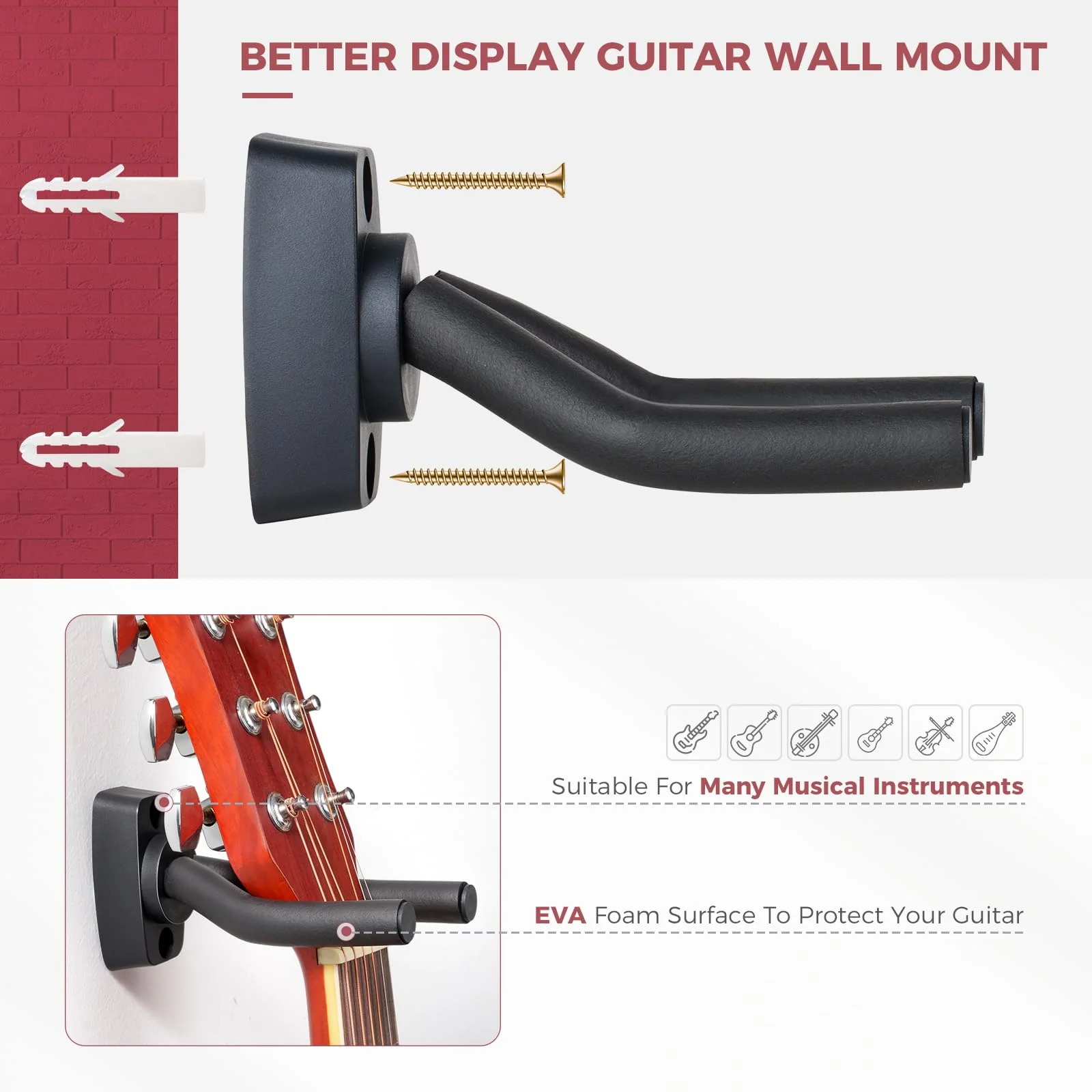 Guitar Capo Rechargeable Guitar Tuner Acoustic Guitar Accessories Kit Including Capo, Tuner, Picks, Wall Mount Hanger, Guitar String Cleaner for Guitar Players - Image 5