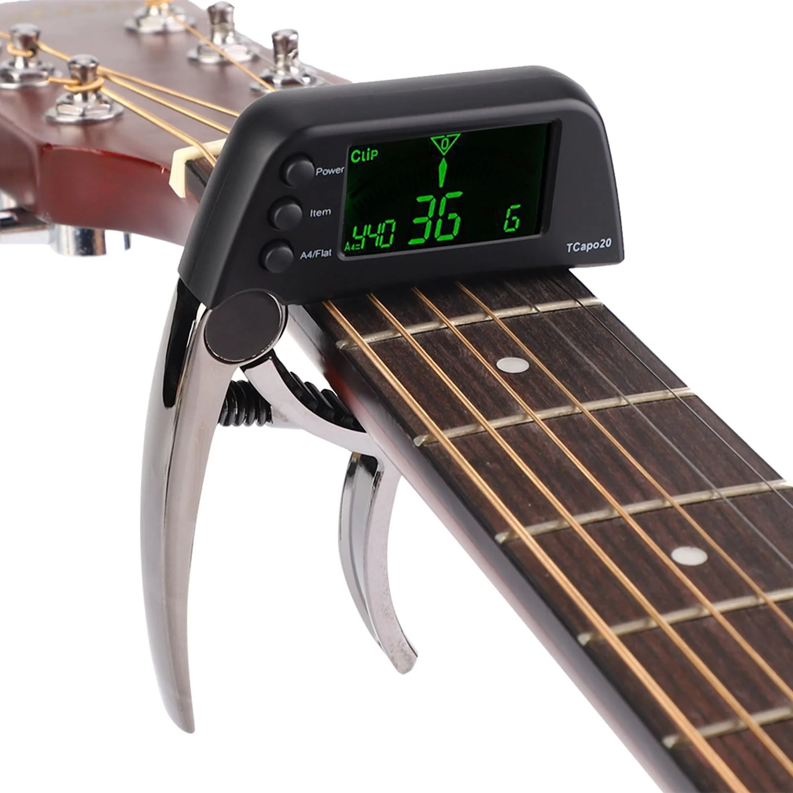 Guitar Capo Tuner, 2 in 1 Clip On Capo with Digital Tuner for Guitar and Bass Zinc Alloy Built in Tuner Chromatic Tuner with LCD Display (Plating bronze) Plating bronze - Image 5
