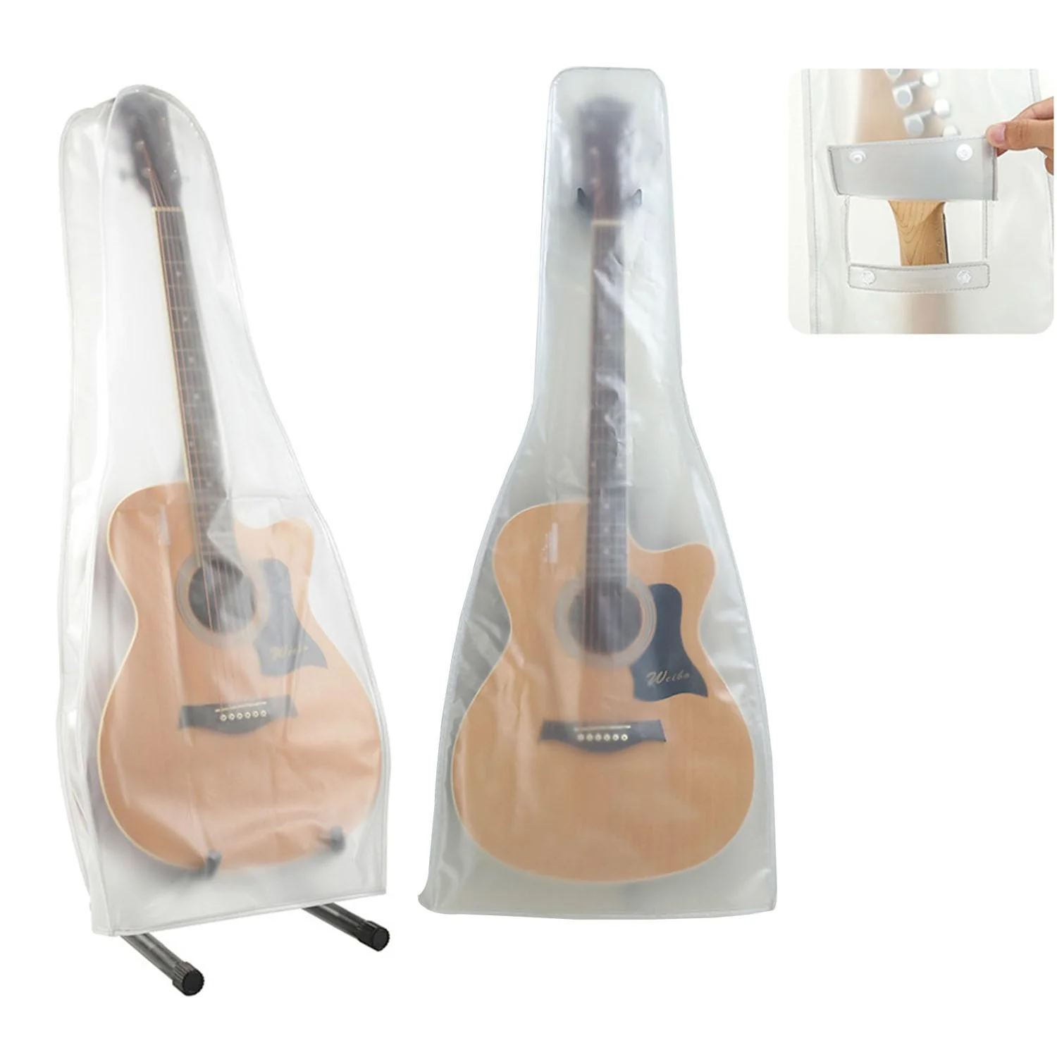 Guitar dust Cover wall mount Transparent Guitar Dust Cover PVC Frosted Fits Acoustic, Electric,ukuleleWater Resistant Dust Dirt Moisture (For Acoustic guitar) For Acoustic guitar