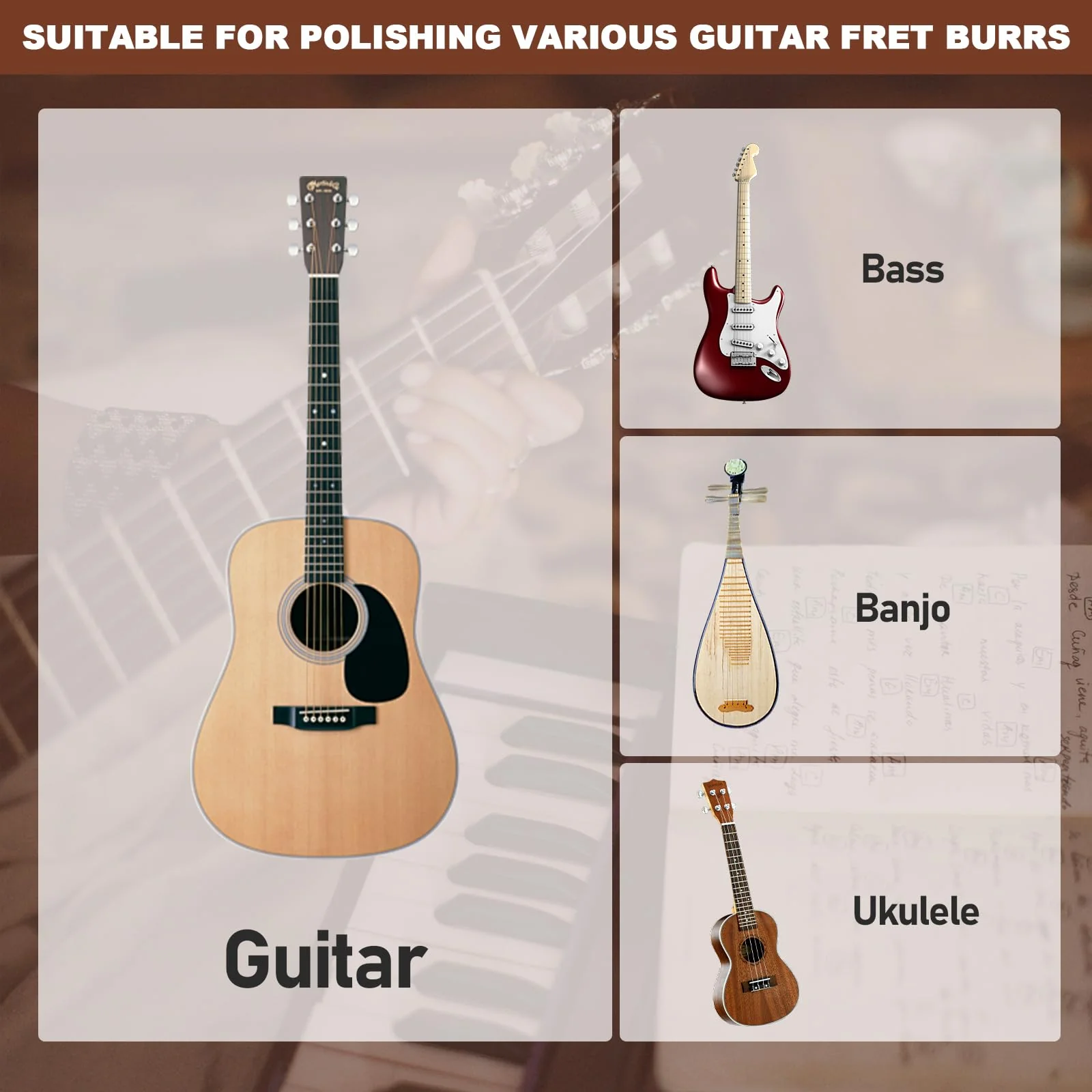 Guitar Fret End Beveling File, 4 in 1 3/23/35/90 Degree fret file - Guitar Bass Fret End Dressing, Guitar Fret Crowning End Bevel File Luthier Tools for Rounding, Shaping and Deburring - Image 6