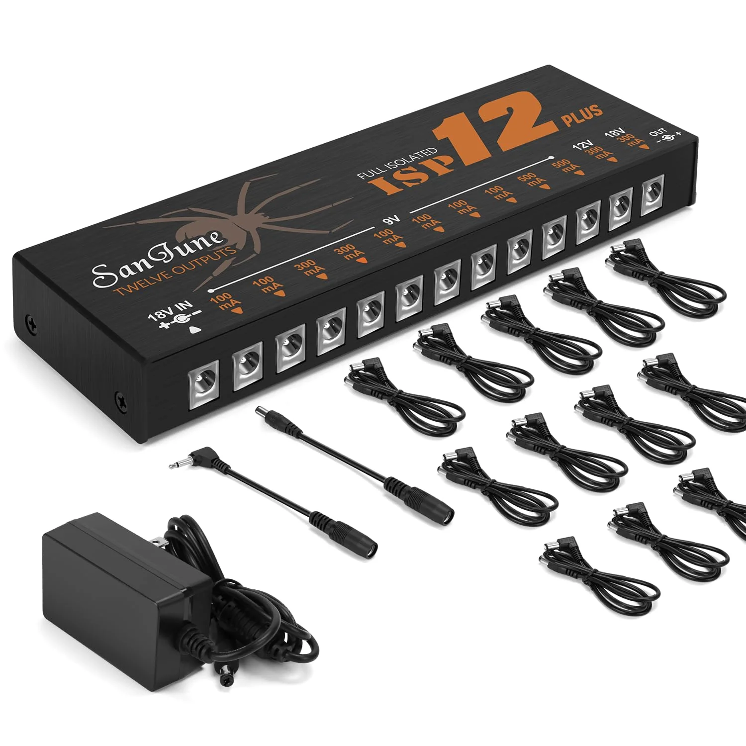 Guitar Isolated Pedal Power Supply 12 DC Outputs Fully Isolated for 9V/12V/18V Effect Pedal ISP12-Plus