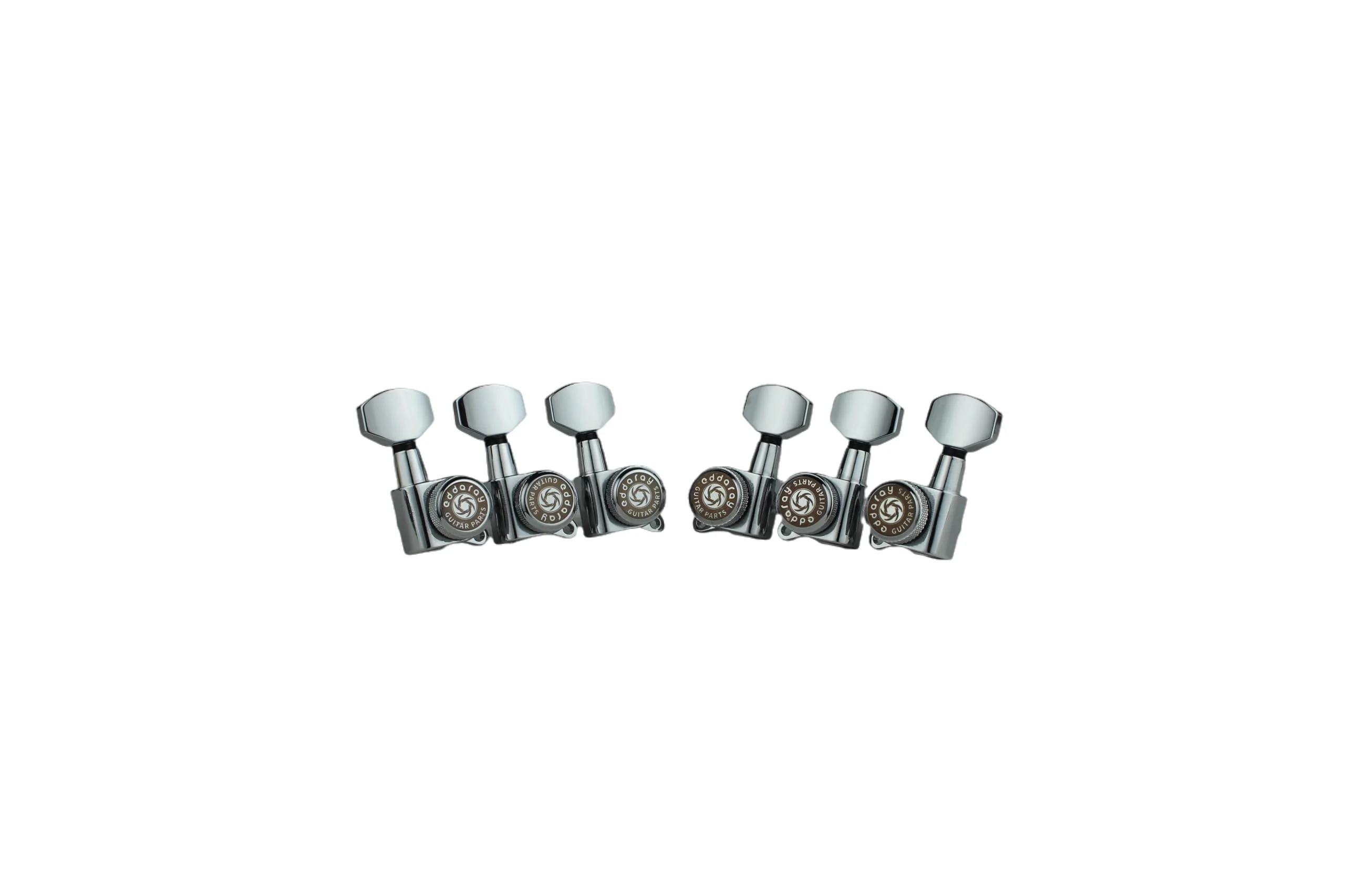 Guitar Locking Tuners (3R + 3L) – 1:18 Gear Ratio Lock String Tuning Key Pegs Machine Heads Set with Hexagonal Shaped Knob Replacement, (E-107SP, Chrome) 3R + 3L - Image 3