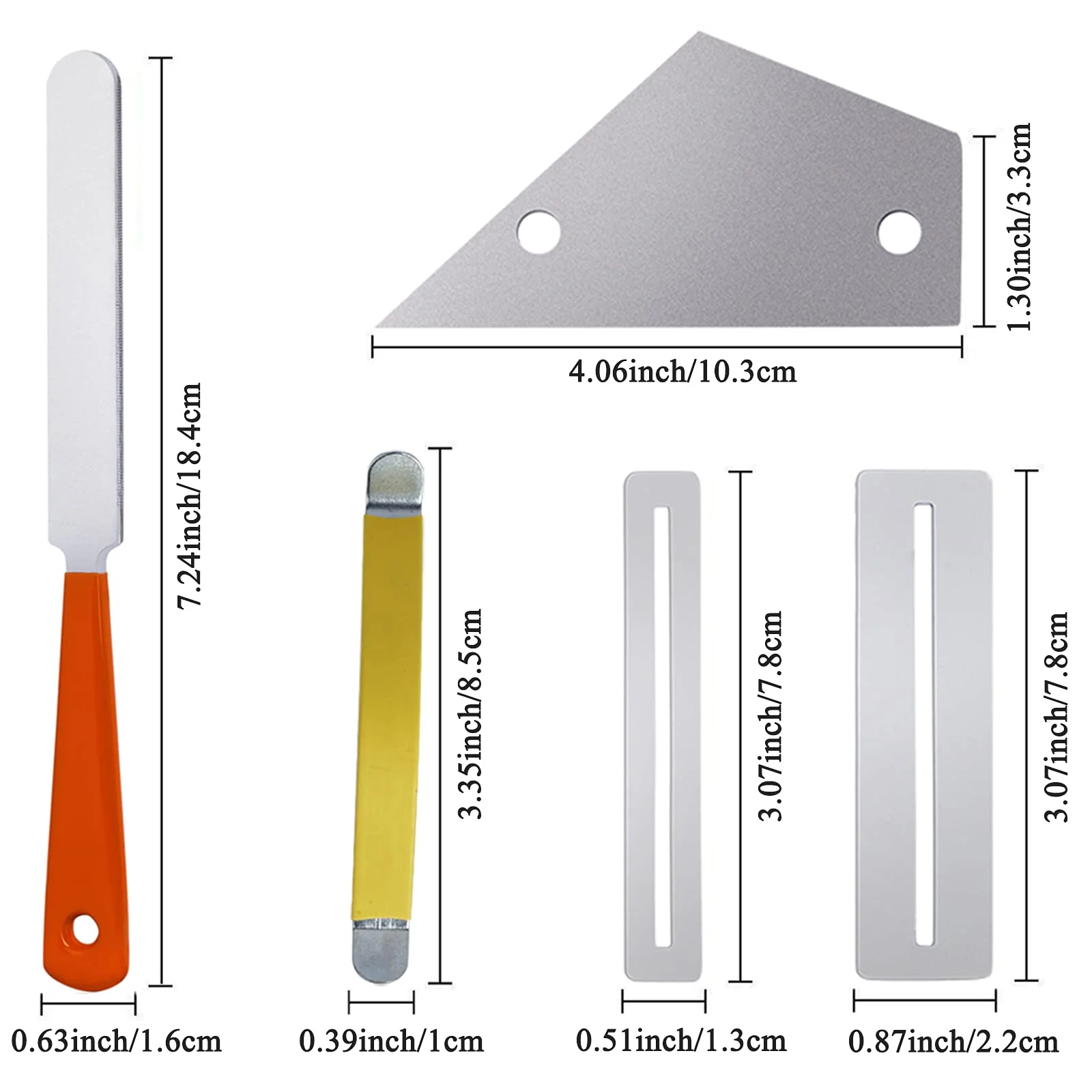Guitar Luthier Tool Set, Guitar Fret Crowning File, Fret Leveling Beam, String Action Ruler Gauge, Feeler Gauge, Fret Rocker, Fingerboard Guards, String Spreaders and Replacement Sanding Papers Guitar Repairing Maintenance Tool Kit - Image 3