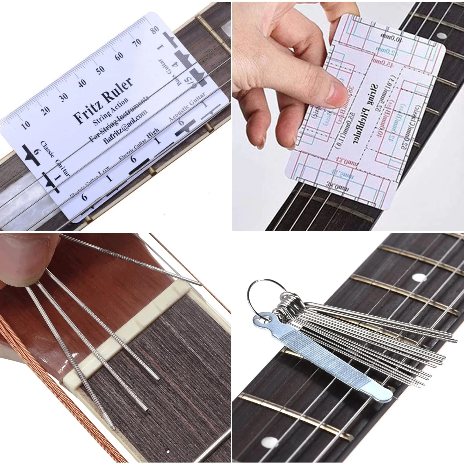 Guitar Luthier Tool Set,Including Fret Crowning File,Guitar Radius Gauge,String Action Ruler Gauge,Blades Feeler Gauge,Needle File,Fingerboard Guards for Guitar and Bass Setup - Image 5