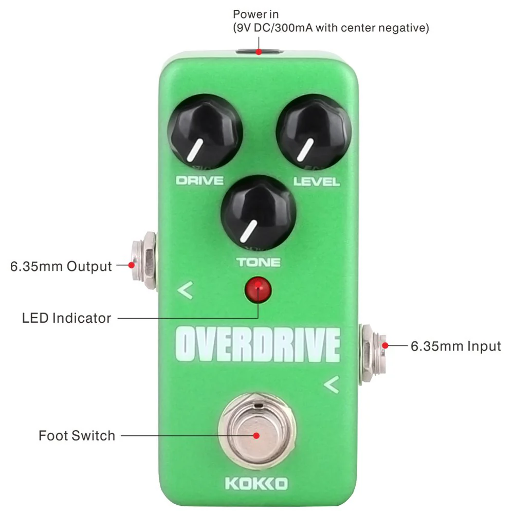 Guitar Mini Effects Pedal Over Drive - Warm and Natural Tube Overdrive Effect Sound Processor Portable Accessory for Guitar and Bass, Exclude Power Adapter Green - FOD3 - Image 2