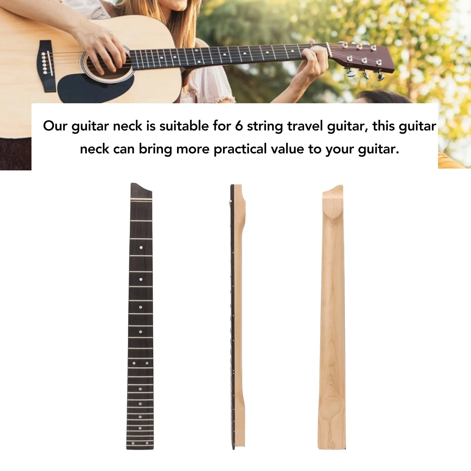 Guitar Neck, Headless Electric Guitar Neck Matte 25 Fret Guitar Stem Rosewood Fingerboard Maple Neck - Image 3