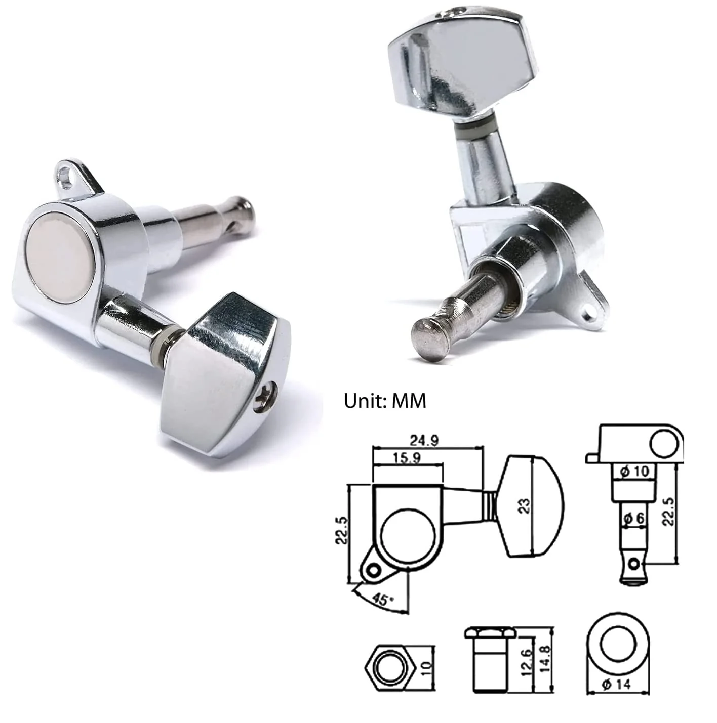 Guitar Parts Accessories Set Guitar Rosewood Bridge Pins Saddle Nut Tuning Pegs (3 Left + 3 Right) 6 String Replacement for Acoustic Guitar Silver B - Image 5