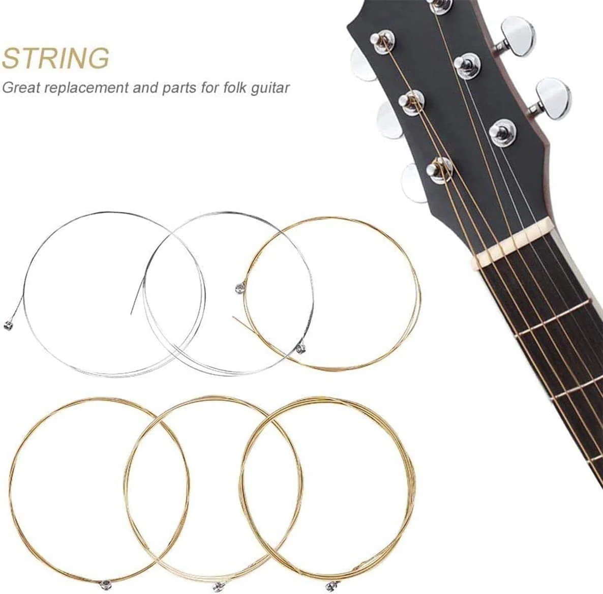 Guitar Parts Accessories Set Guitar Rosewood Bridge Pins Saddle Nut Tuning Pegs (3 Left + 3 Right) 6 String Replacement for Acoustic Guitar Silver B - Image 6