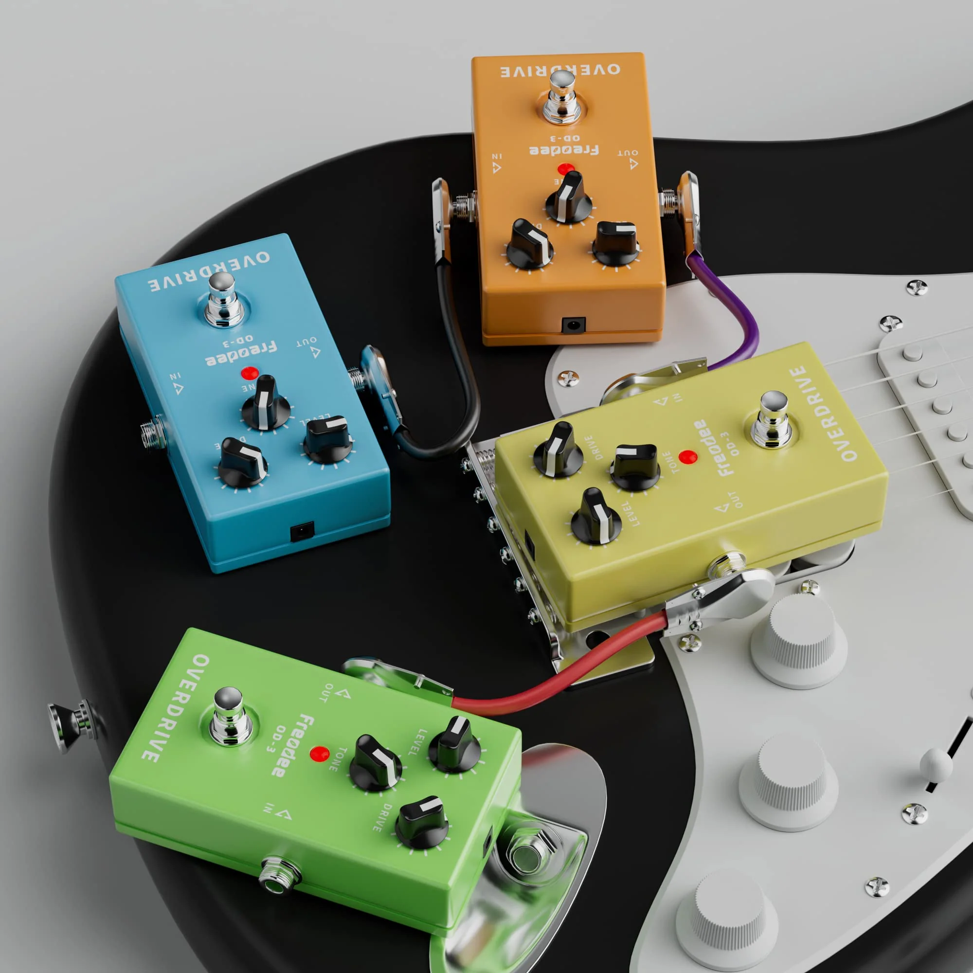 Guitar Pedal Patch Cable 6 Pack, Short Pedal Board Cord 6.35mm (1/4 inch) Right-Angle Flat Audio Adapter TS Male Connector for Effects Pedals - 6 Inch 6.35mm Male to Male Cable - Image 4
