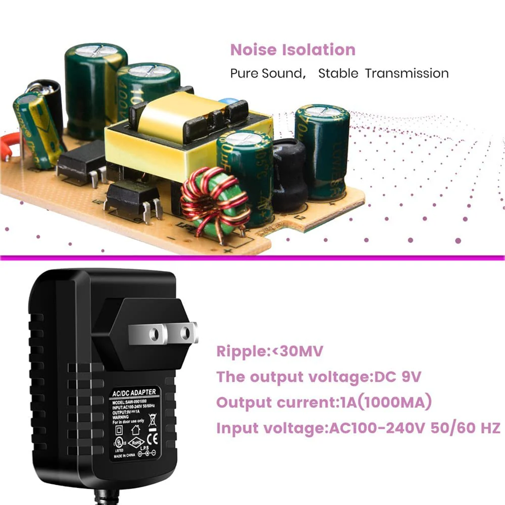 Guitar Pedal Power Supply Adapter 9V DC 1A(1000mA Effect Pedal Power Supply - Image 6