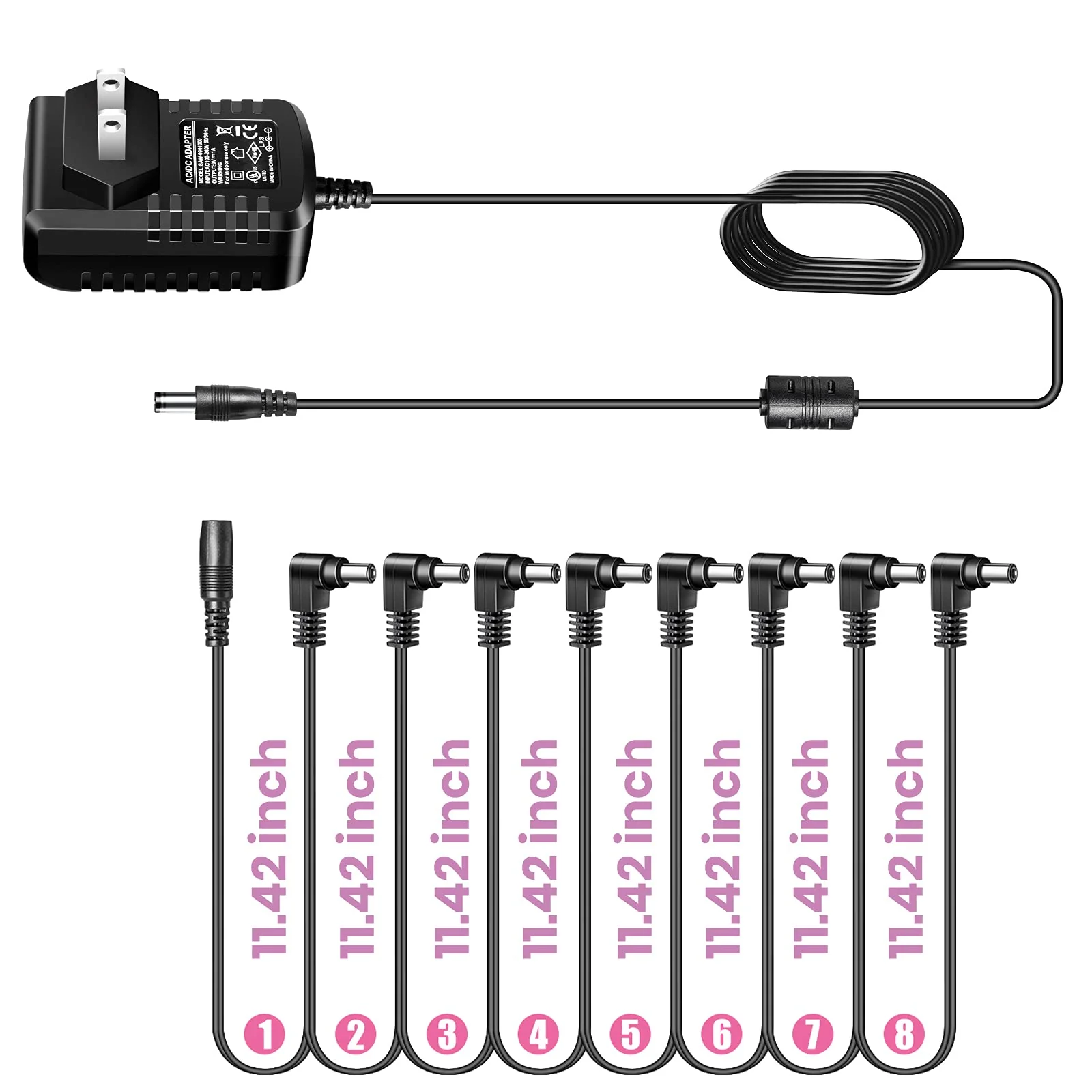 Guitar Pedal Power Supply Adapter 9V DC 1A(1000mA) Tip Negative 8 Way Daisy Chain Cables for Effect Pedal - Image 6