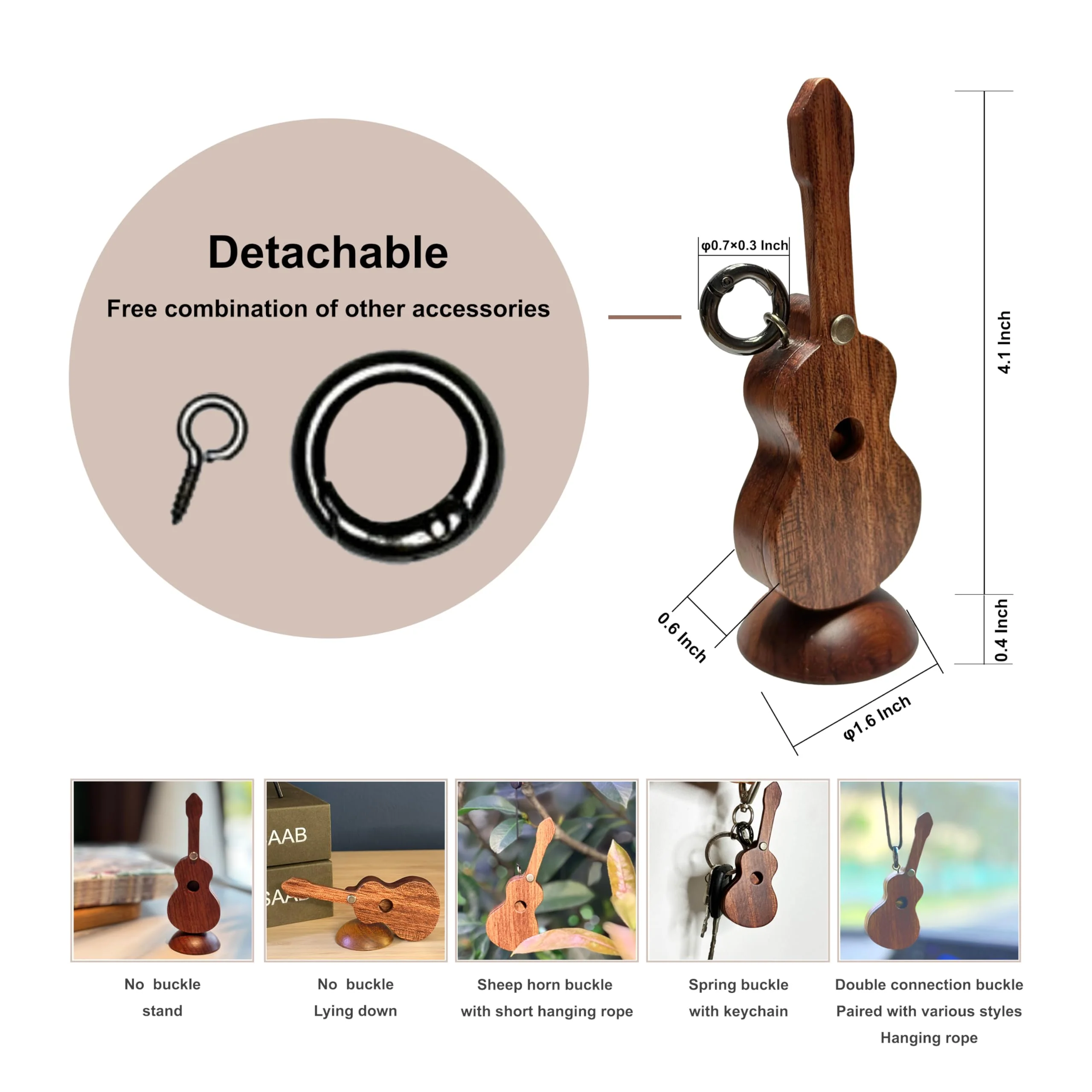 Guitar Pick Holder with Guitar Picks Guitar Keychain Wooden Home Decor Statues car mirror decor hanging Guitar gifts Music gifts car gifts - Image 2