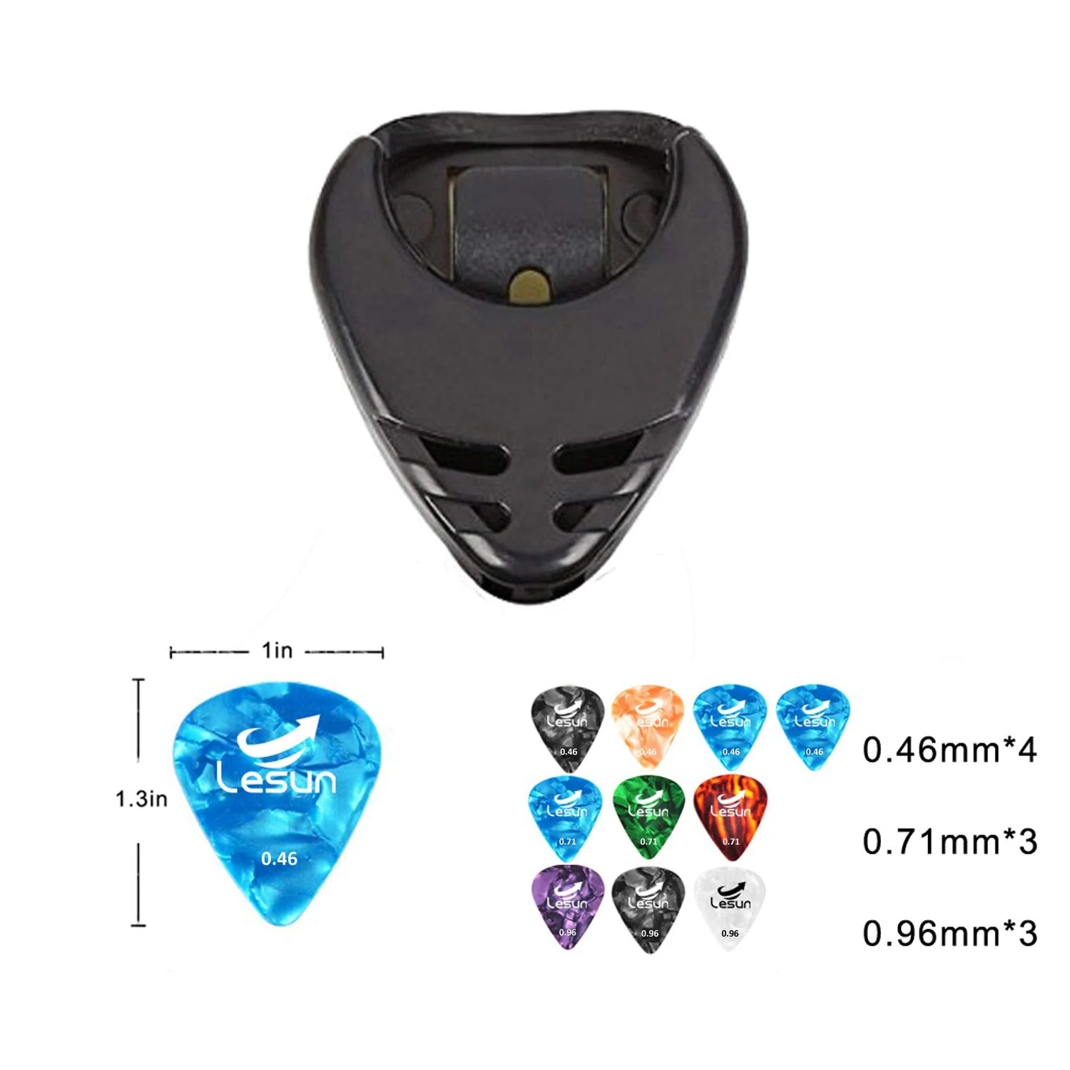 Guitar Picks & Guitar Pick Holder Easy to Paste on the Guitar Suitable for Acoustic Guitar Electric Guitar Bass Ukulele - Stick-on Holder + 10 Guitar Picks(Black Holder) - Image 2