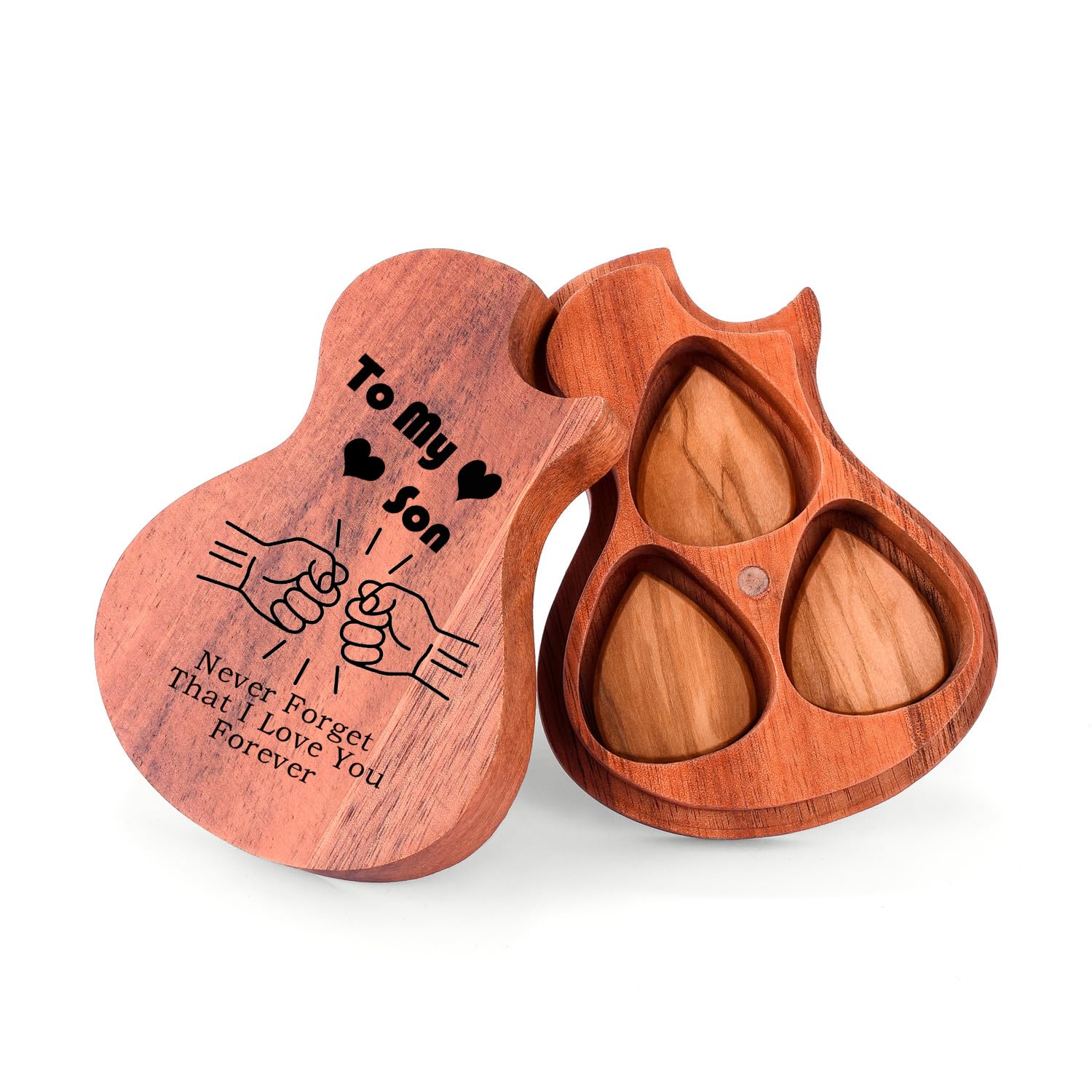 Guitar Picks Holder with 3pcs Guitar Picks for Bass,Electric,Acoustic Guitars Birthday Gifts for Son Rock"Roll
