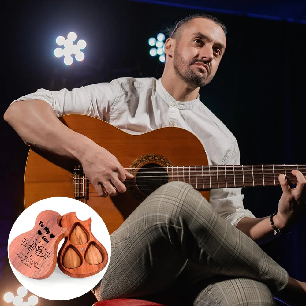 Guitar Picks Holder with 3pcs Guitar Picks for Bass,Electric,Acoustic Guitars Birthday Gifts for Son Rock"Roll - Image 5