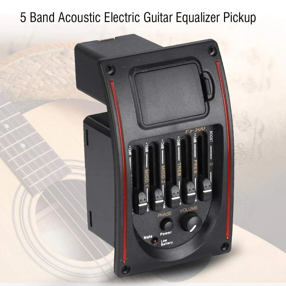 Guitar Pickup, 5 Band Acoustic Electric Digital Equalizer Pickup Tuner with LCD display for Guitar - Image 7