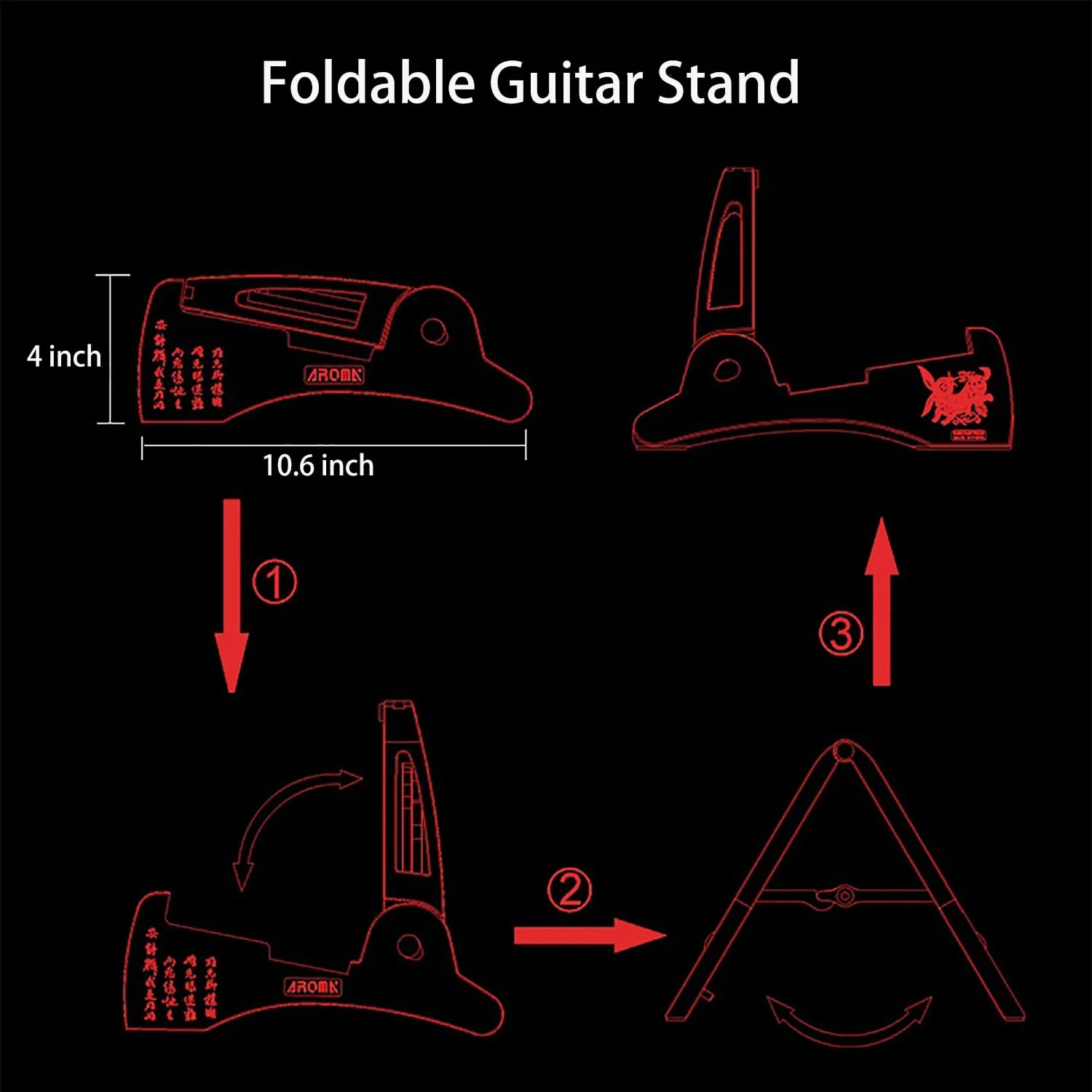 Guitar Stand Universal Folding A-Frame Non-Slip Tripod Strong Holder for Acoustic Electric Guitar Bass Ukulele Travel Portable Size - Image 4