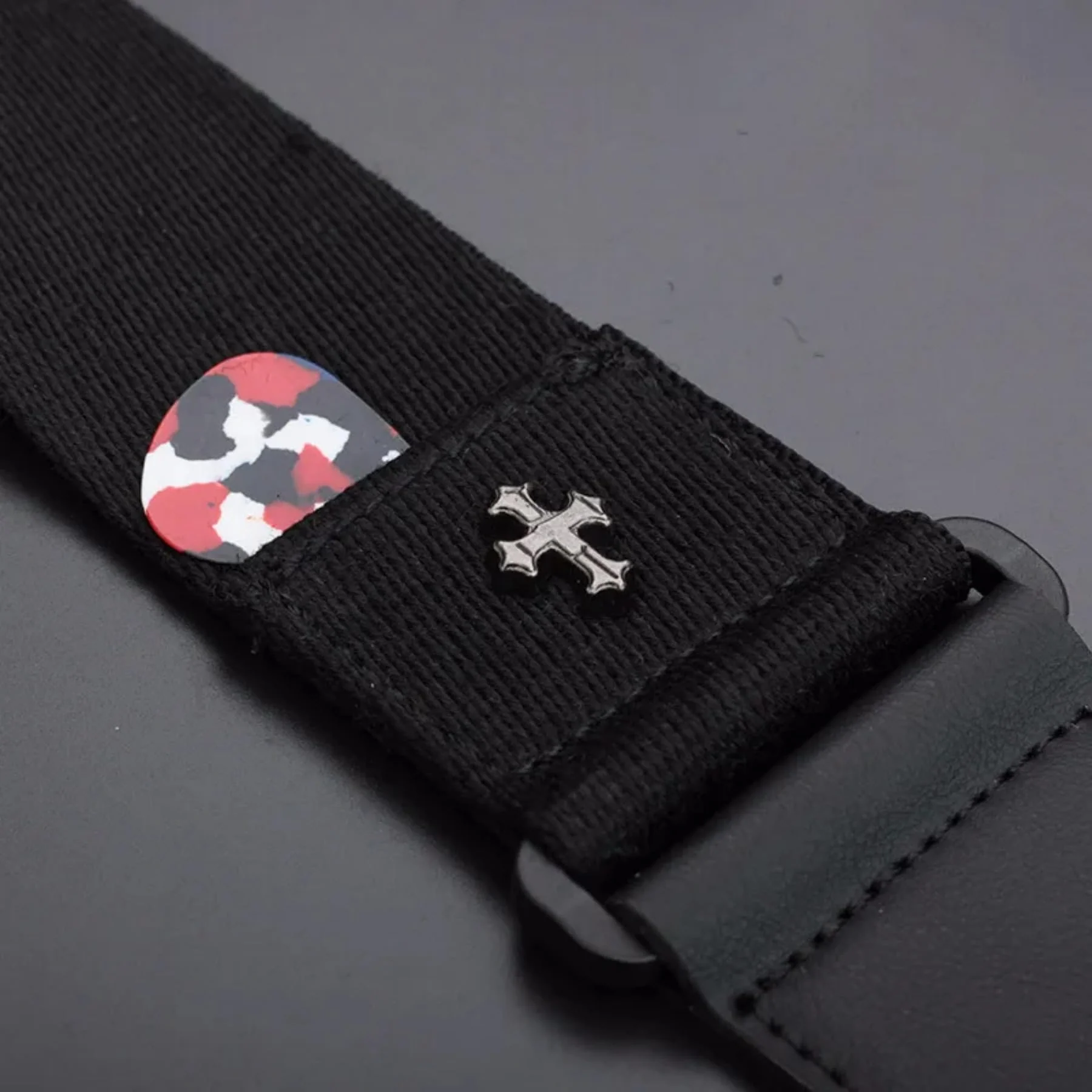 Guitar Strap, Bass Guitar Straps Acoustic Electric Woven Simple Leather Ends Adjustable Vintage with Pick Pocket Black - Image 2