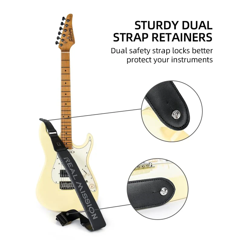 Guitar Straps, 2.7'' Wide Padded Acoustic Guitar Straps, Electric Bass Guitar Strap with Guitar Picks Holder Gray - Image 5