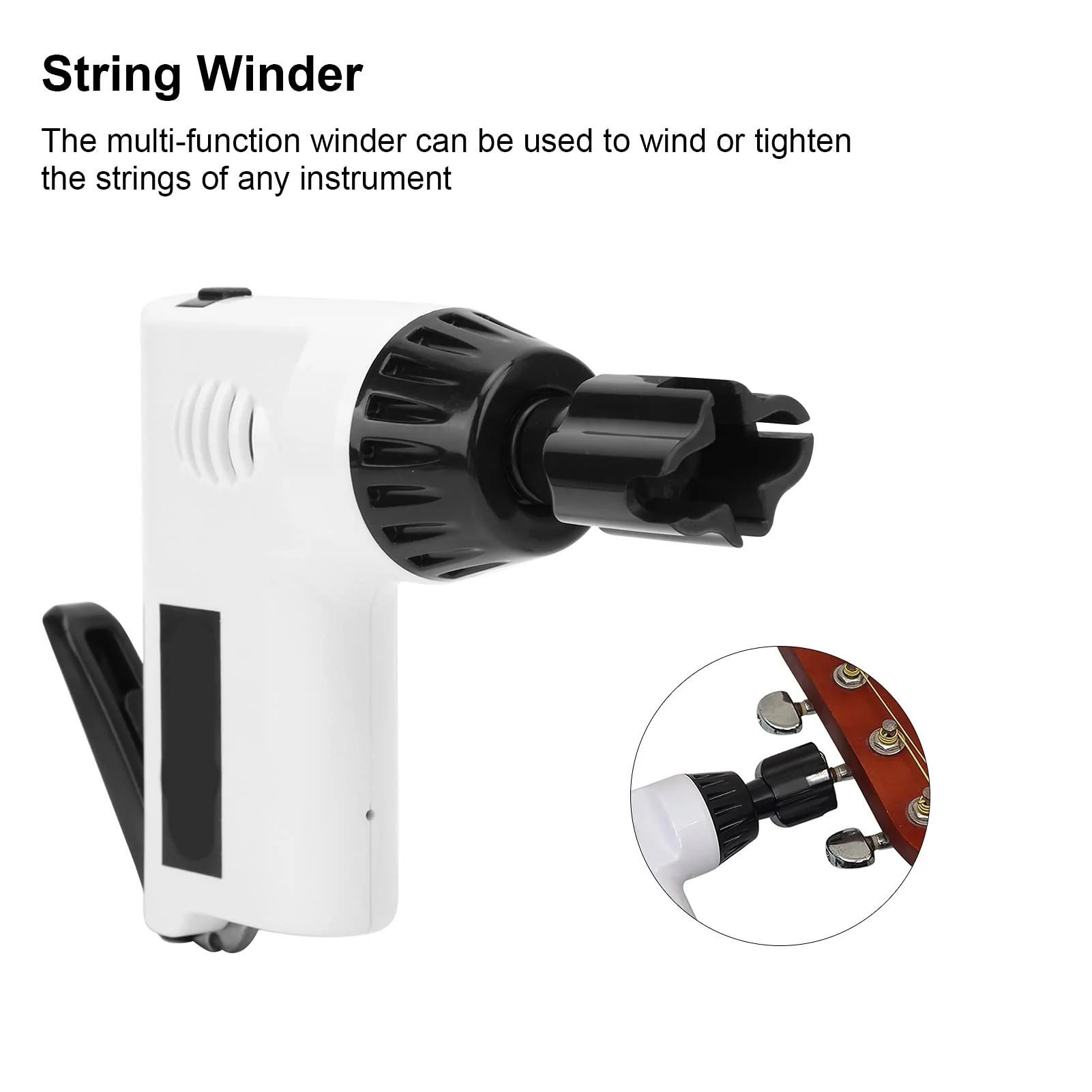 Guitar String Winder Electric Restringing Tool Multifunctional Strings Cutter for Banjo Guitar Bass Mandolin 2.7?4.3V(white) white - Image 2