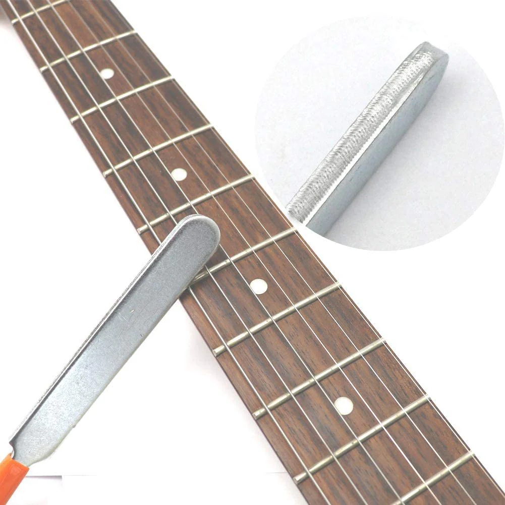 Guitar Tool Kit include Double Headed Guitar Bass Fret Wire Rubber Hammer,Guitar Fret Crown File,Stainless Steel Fret Rocker,Fingerboard Guards Protectors and Grinding Stone for Guitar(7 piece set) - Image 6