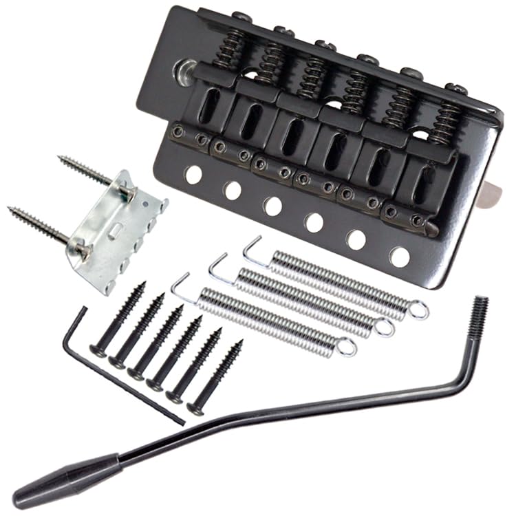 Guitar Tremolo Bridge Set - Strat Tremolo System for Fender Stratocaster/Squier Electric Guitar, American Standard Replacement (Black) Black