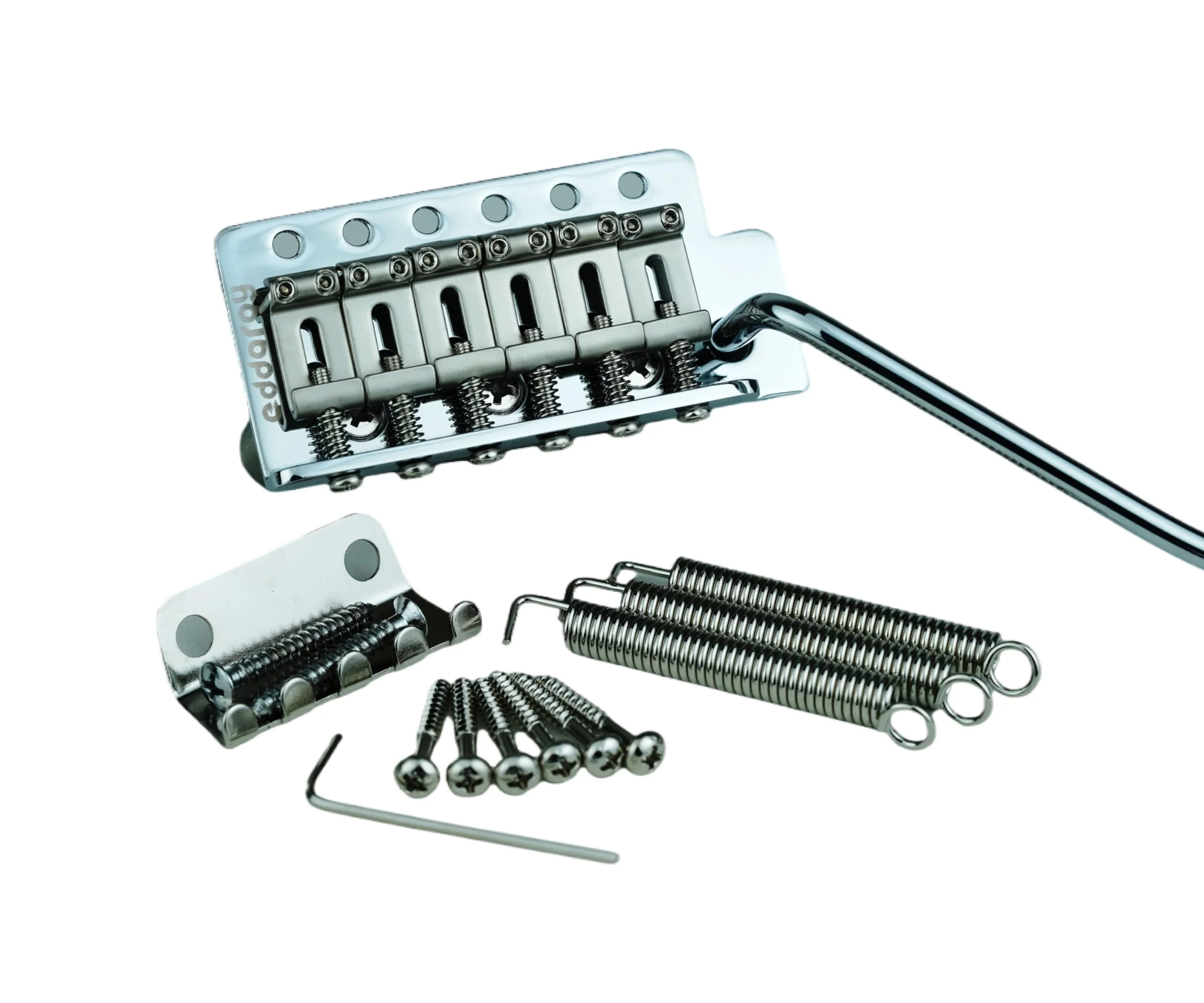 Guitar Tremolo Bridge with Zinc Alloy Saddles and Block, String Spacing 10.5MM, Pop-In Vibrato Bar, Complete Install Kit, B type B style saddle