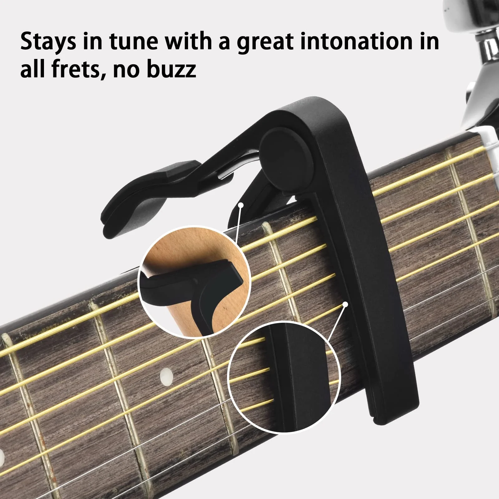 Guitar Tuner, Guitar Accessories with Guitar Picks, Guitar Capo, Capo for Acoustic Guitar, Bass, Buzzing-Free, Quick Release, Guitar Tuner Clip on for Guitar, Violin, Bass, Ukulele Chromatic Black - Image 3