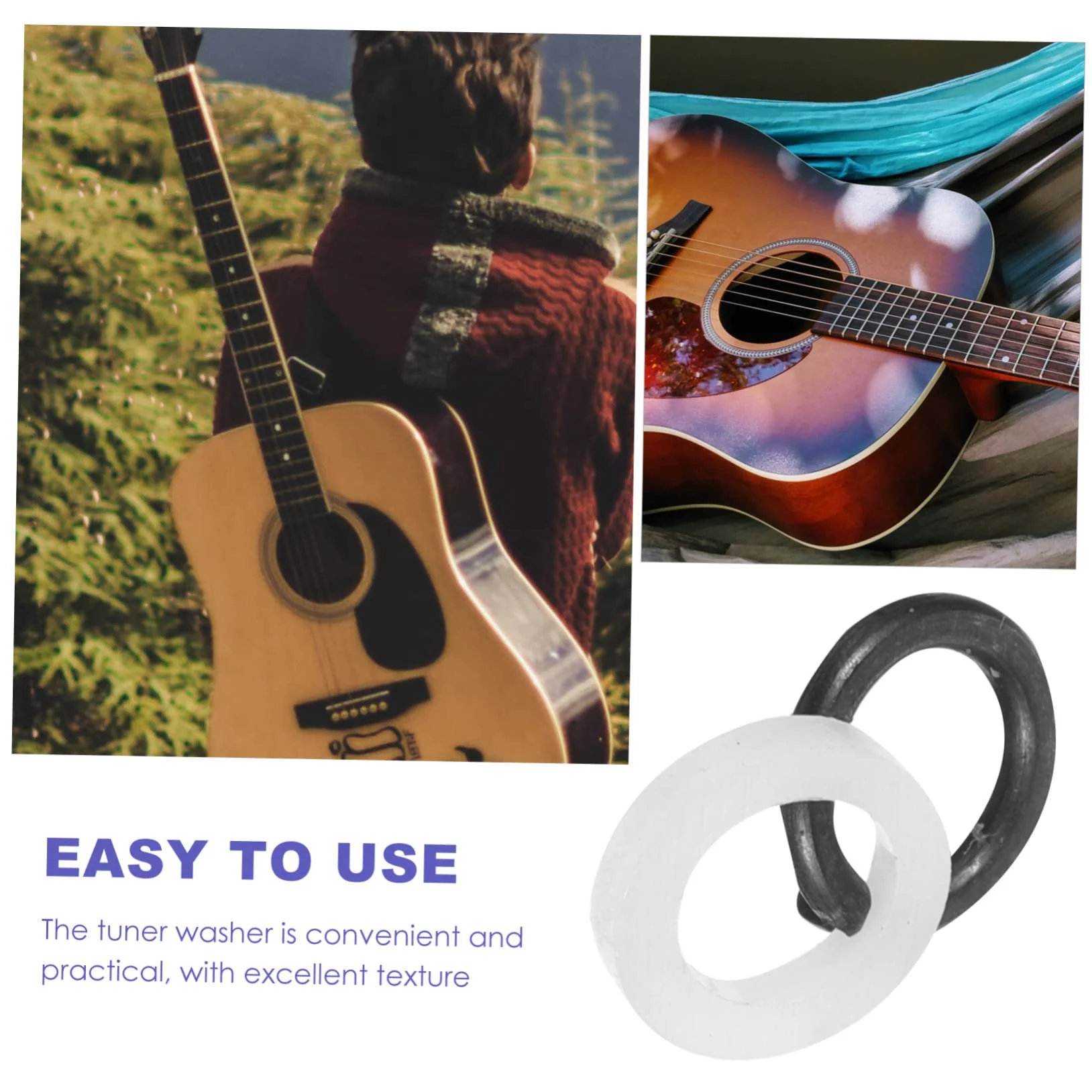 Guitar Tuner Washer Replacement Double Layer Plastic and Metal Gaskets Acoustic Electric Guitar Tuning Peg Spacer 0.27X0.27X0.03In Easy Installation - Image 6