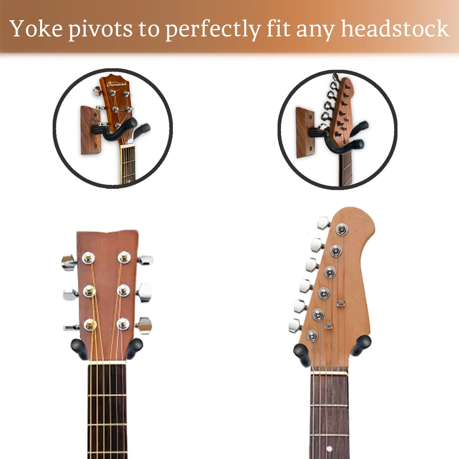 Guitar Wall Mount, Black Walnut Wood Guitar Hanger, U-Shaped Guitar Wall Hanger Mount, Guitar Holder Hook Stand Wall for Acoustic, Electric Guitar, Banjo, Bass, for Guitar Player Men Boy - Image 4